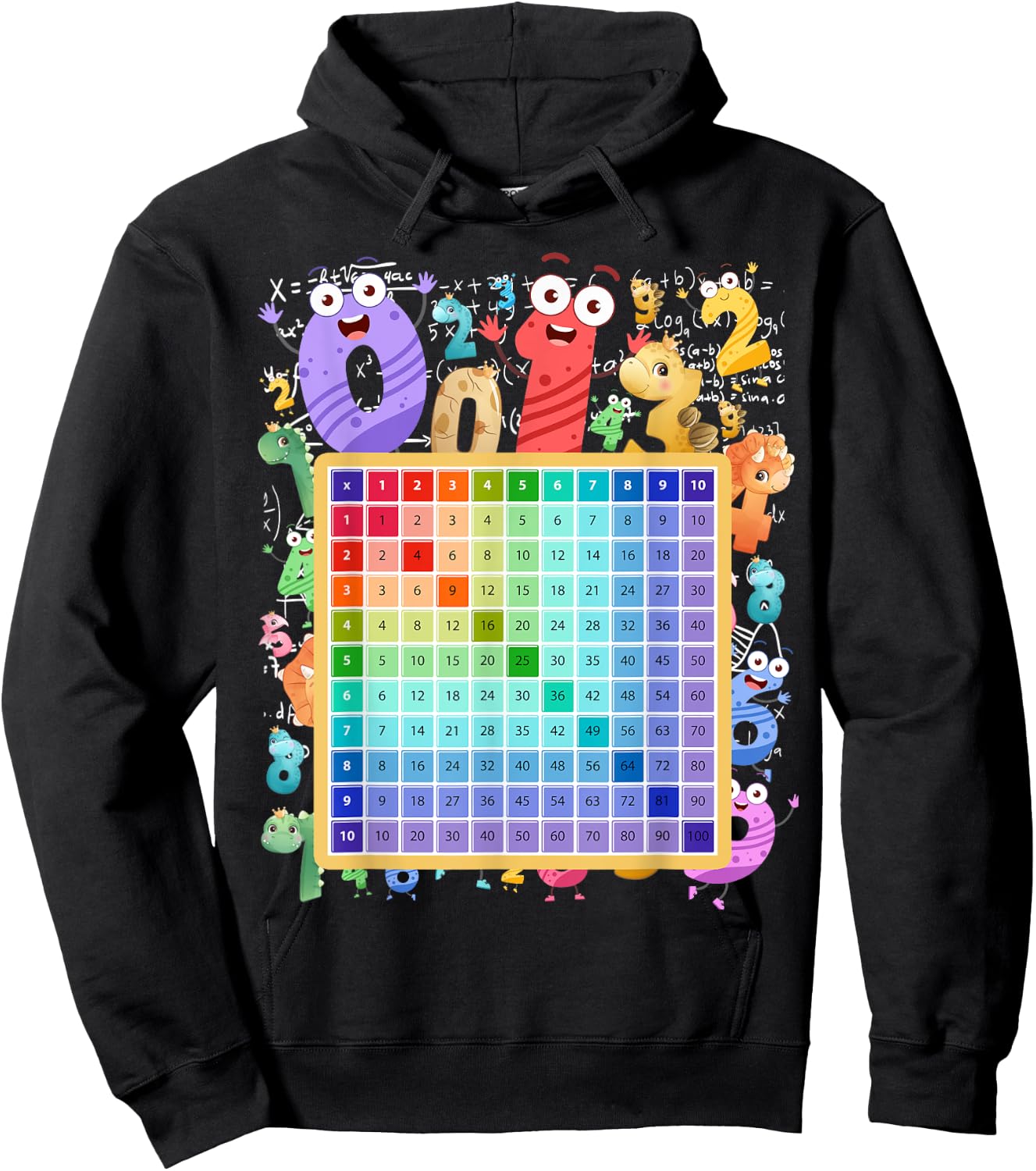 Maths Numbers Costume Idea For Kids & Multiplication square Hoodie - Hoodie | Black