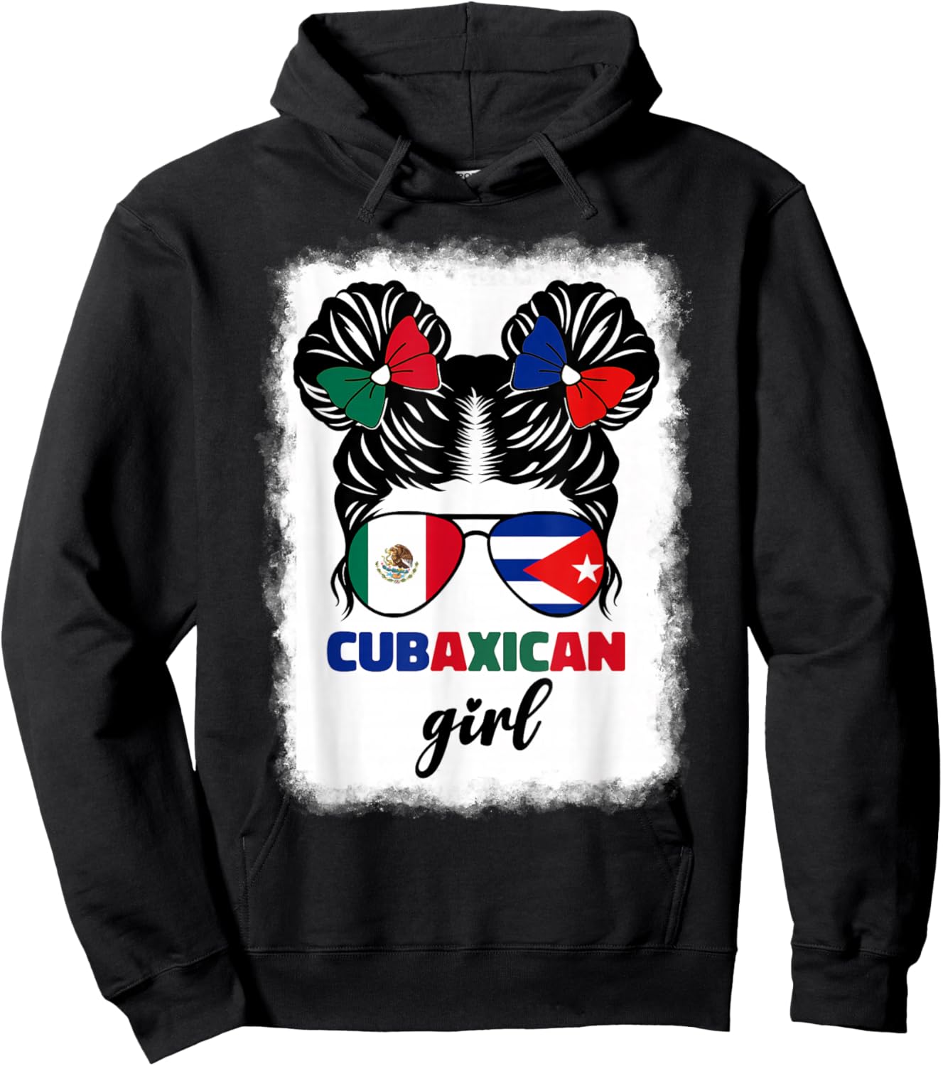 Half Mexican And Half Cuban Mexico Cuba Flag Girl Kids Girls Hoodie - Hoodie | Black