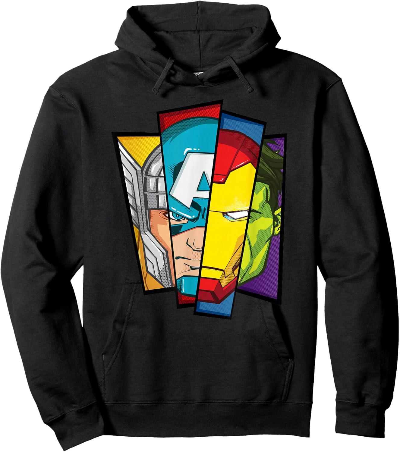 Marvel Avengers Assemble Faces of Super Heroism Hoodie - Hoodie | Black