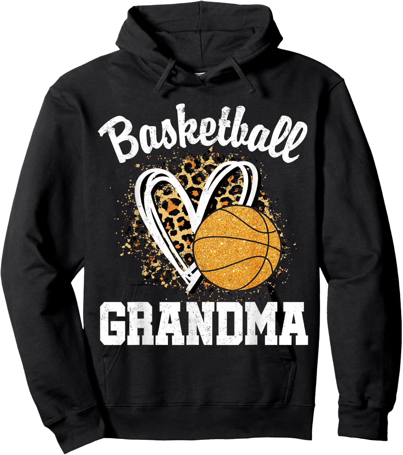 Basketball Grandma Leopard Heart Hoodie - Hoodie | Black