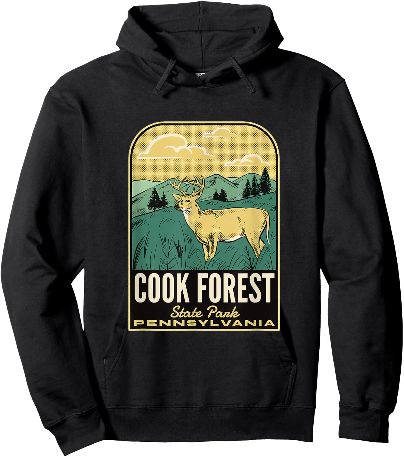 Cook Forest State Park PA Vintage Travel Hoodie - Hoodie | Black