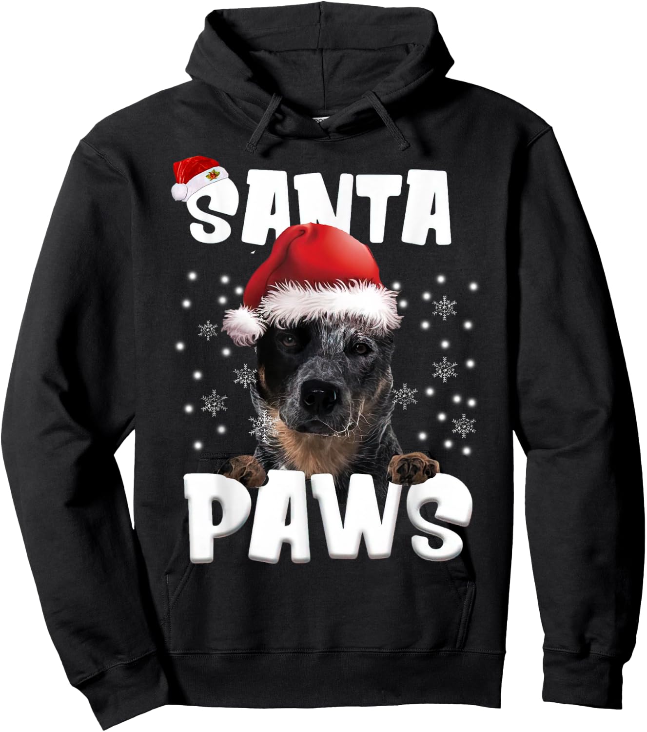 Funny Blue Heeler Christmas Lights Tree Dog Lover Xmas Men Women Hoodie - Hoodie | Black