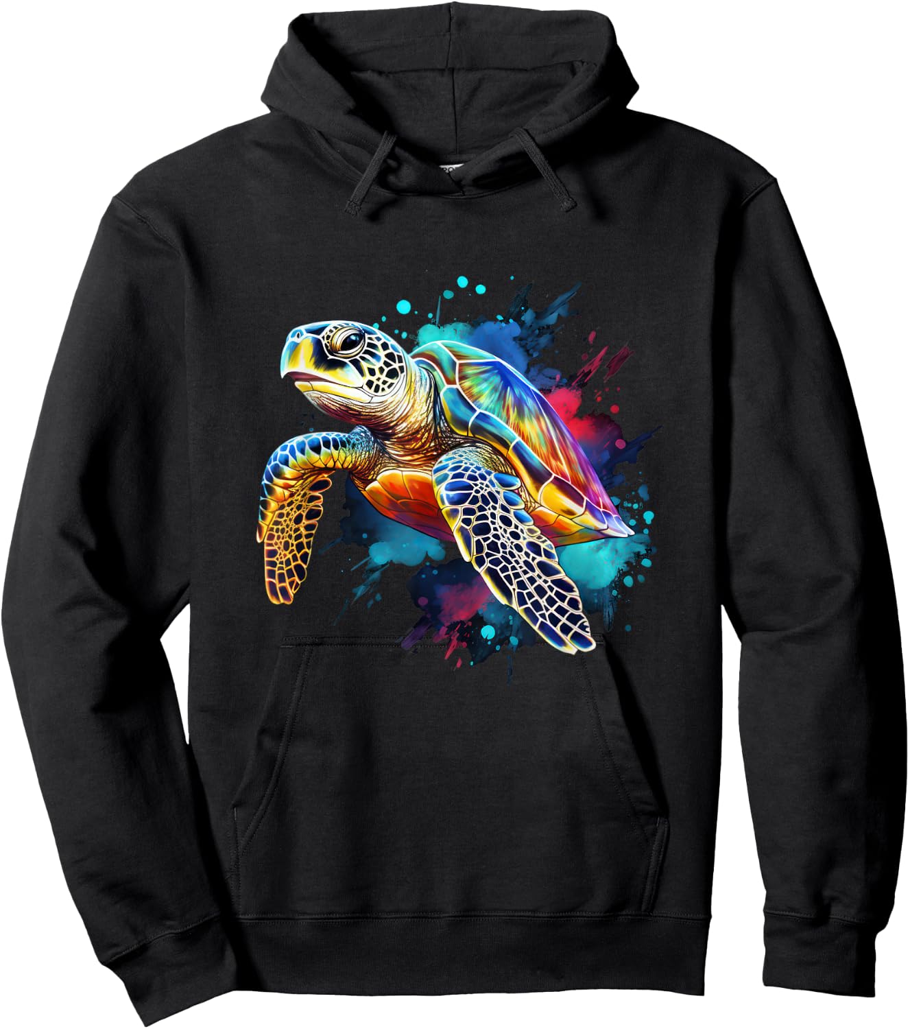 Sea Turtle Watercolor Graphic Hoodie - Hoodie | Black