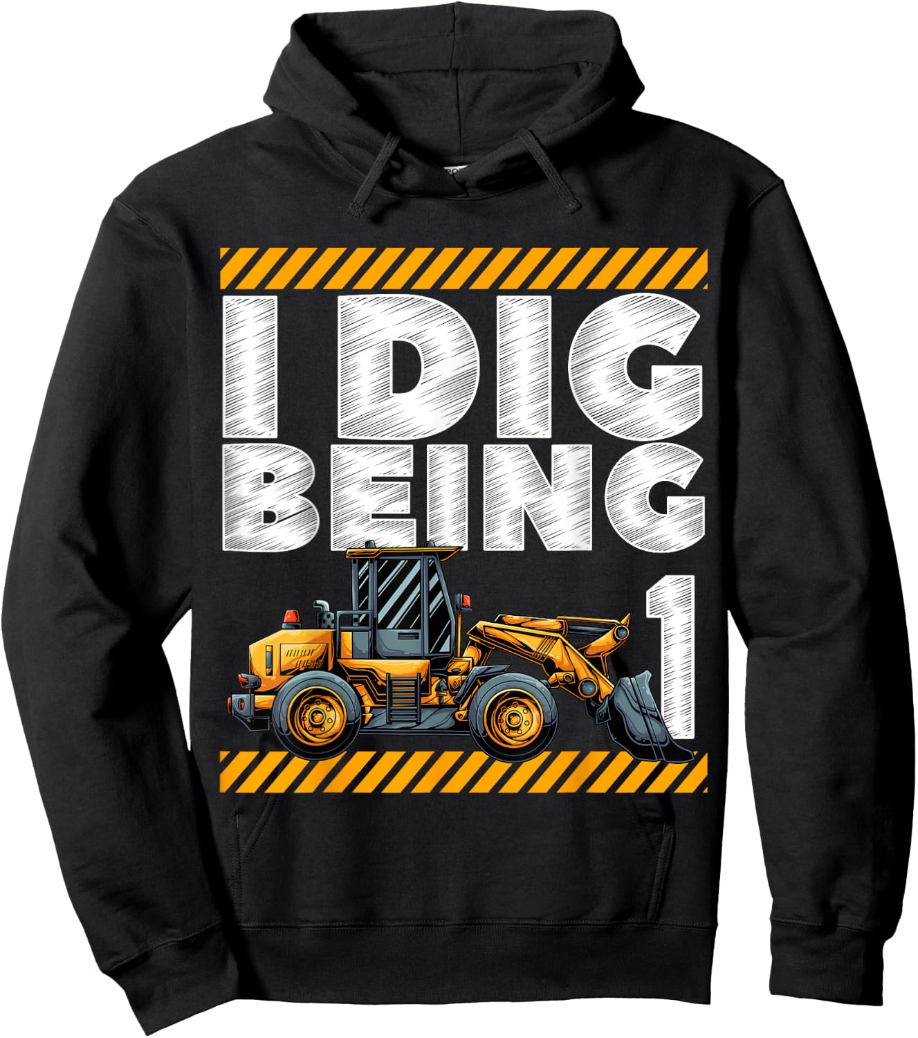 1st Birthday Construction Truck I Dig Being 1 Digger Bday Hoodie - Hoodie | Black