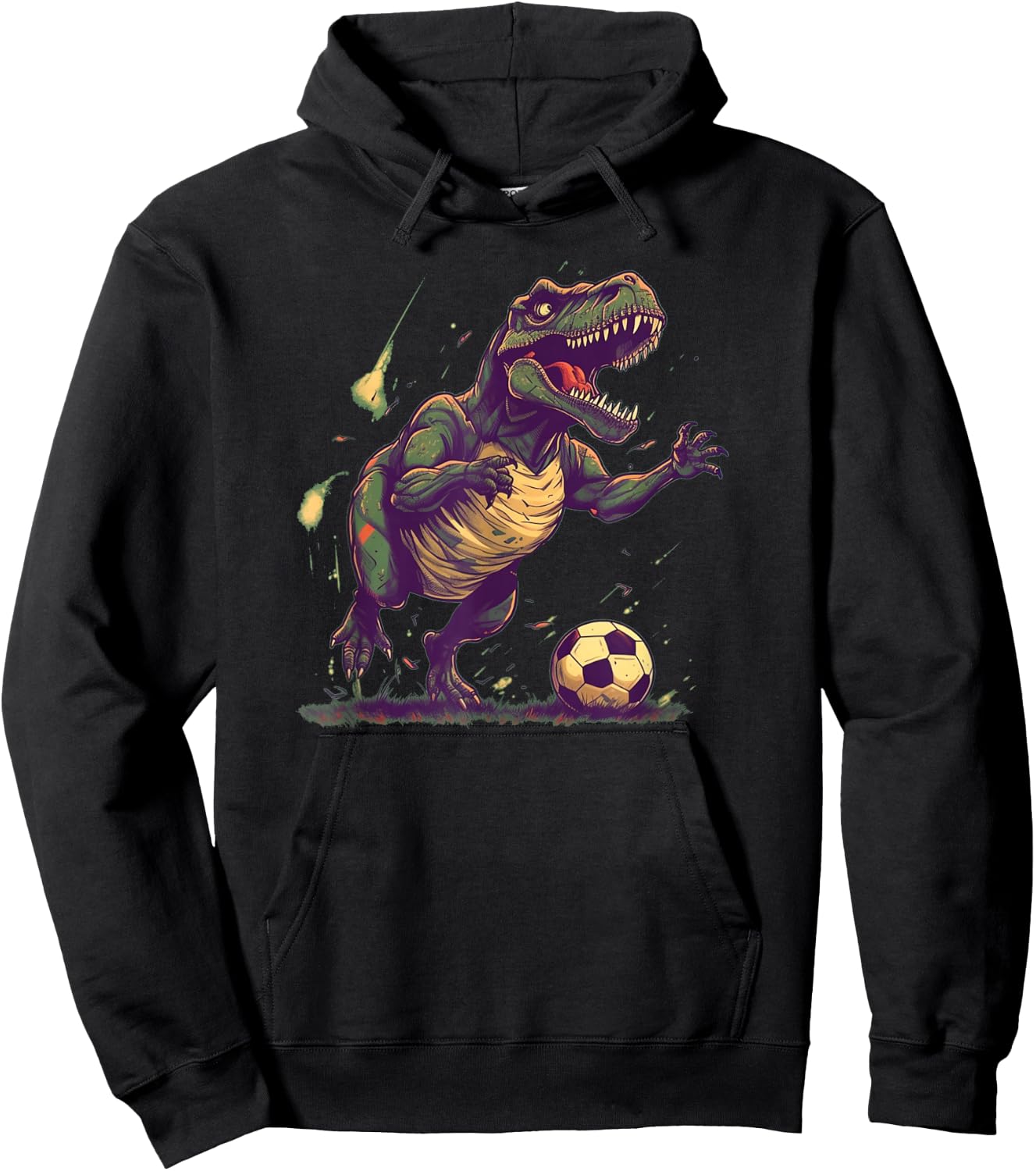 Cool T Rex Dinosaur for Soccer Player and Lovers Hoodie - Hoodie | Black