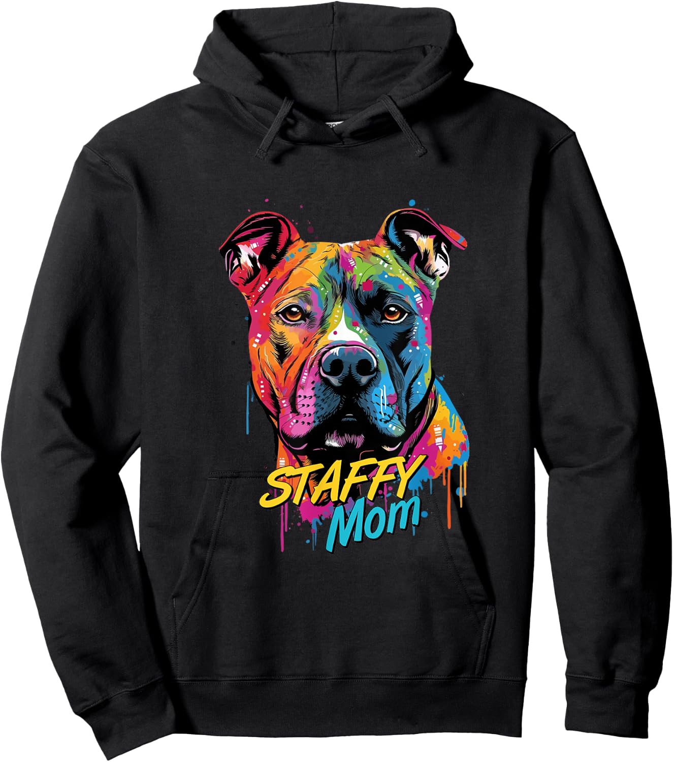 Graffiti American Staffordshire Terrier Mom Staffy Mural Art Hoodie - Hoodie | Black