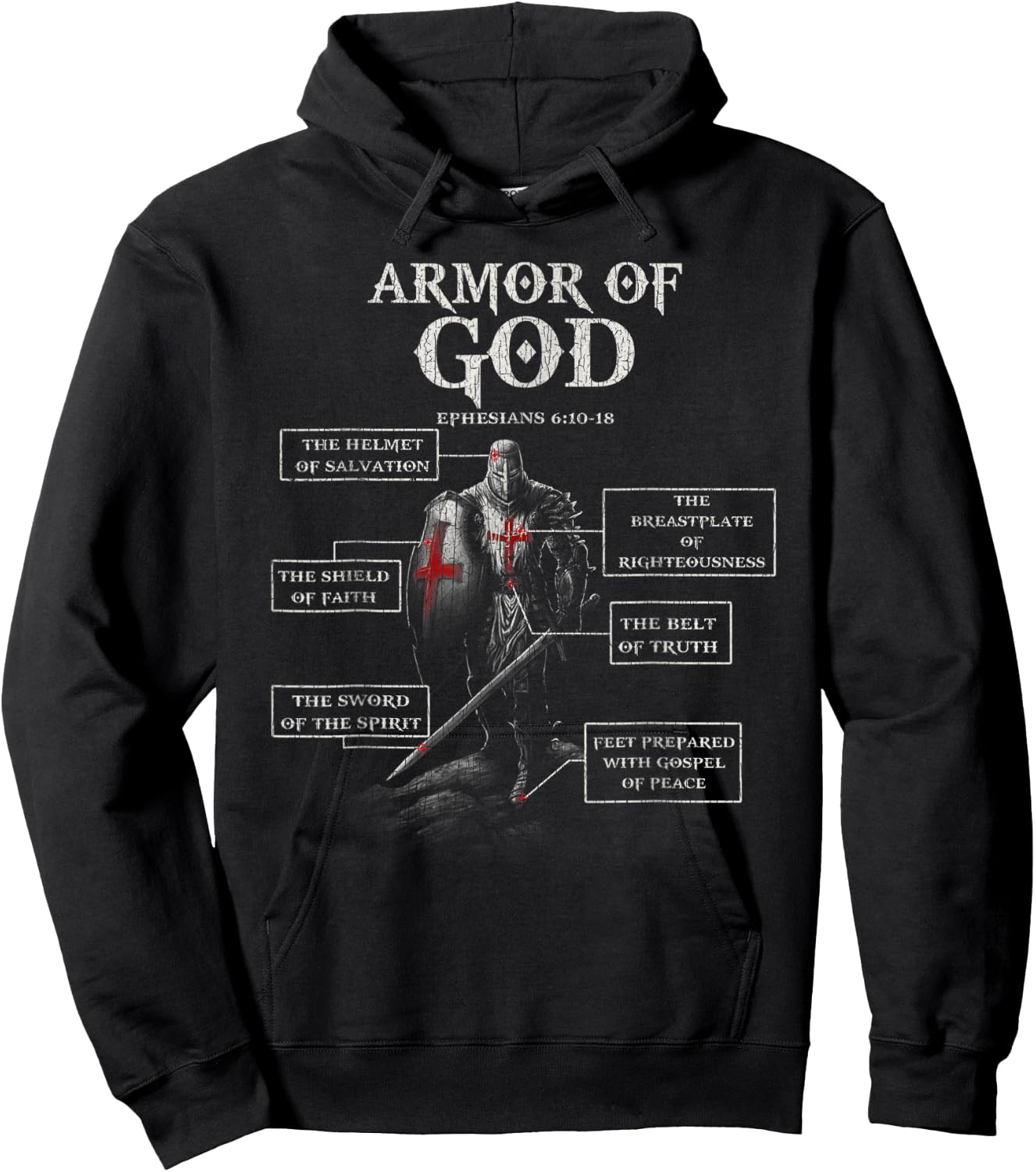 Vintage Armor Of God Bible Verse Cool For Religious Hoodie - Hoodie | Black