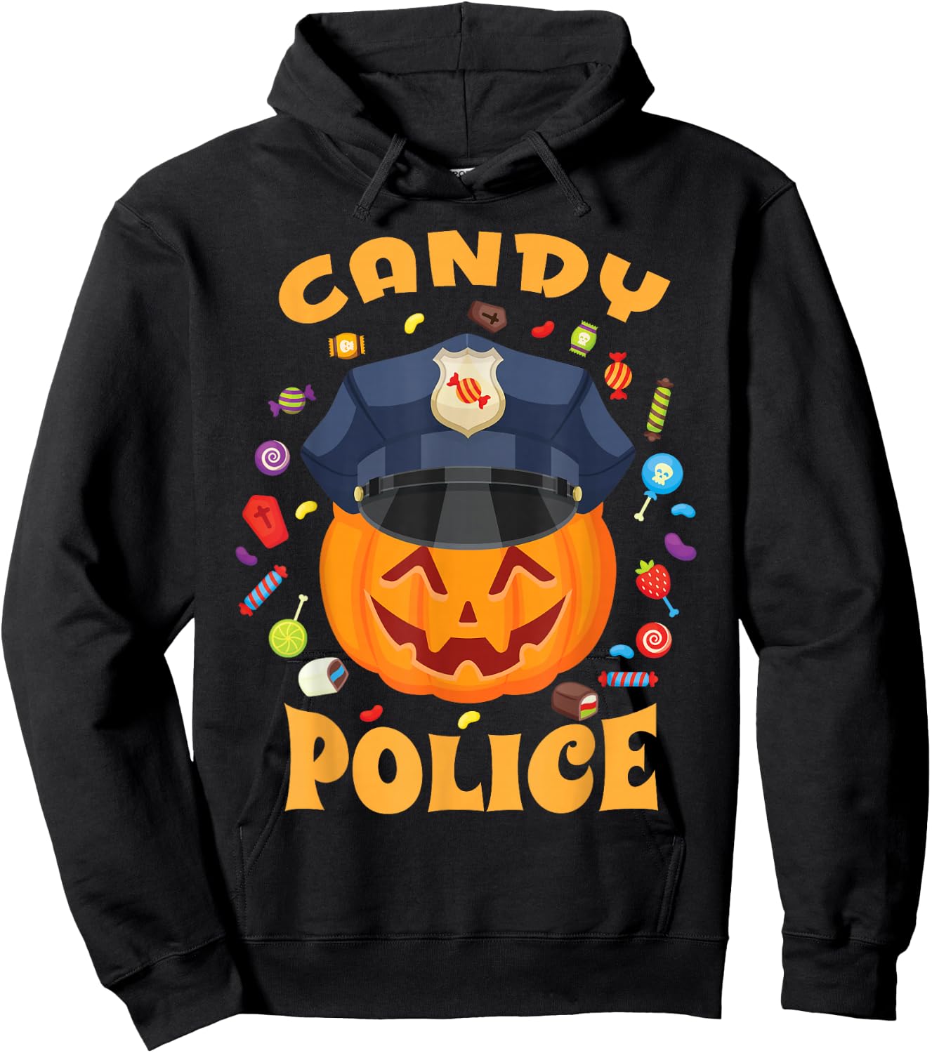 Candy Police Halloween Party Costume Security Funny Hoodie - Hoodie | Black