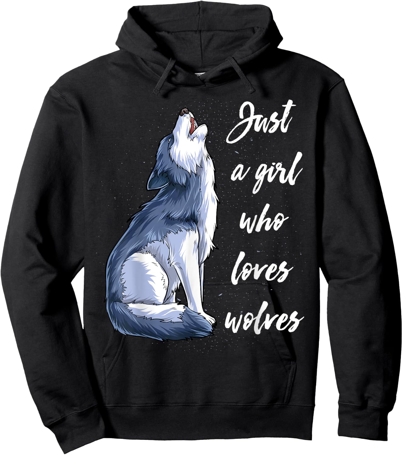 Just A Girl Who Loves Wolves Funny Women Wolf Lover Gifts Hoodie - Hoodie | Black