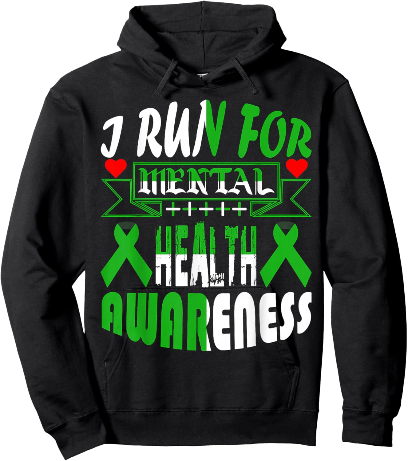 I Run For Mental Health Awareness Hoodie - Hoodie | Black