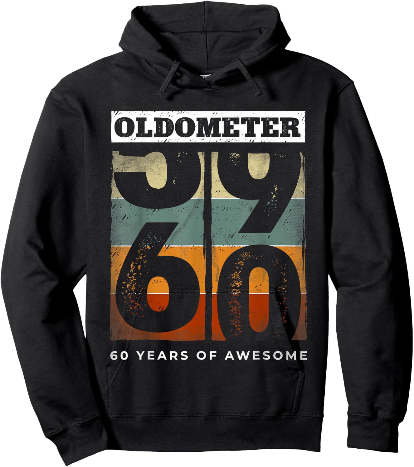 Oldometer Vintage 60th Birthday Men Retro Funny 60 Year Old Hoodie - Hoodie | Black