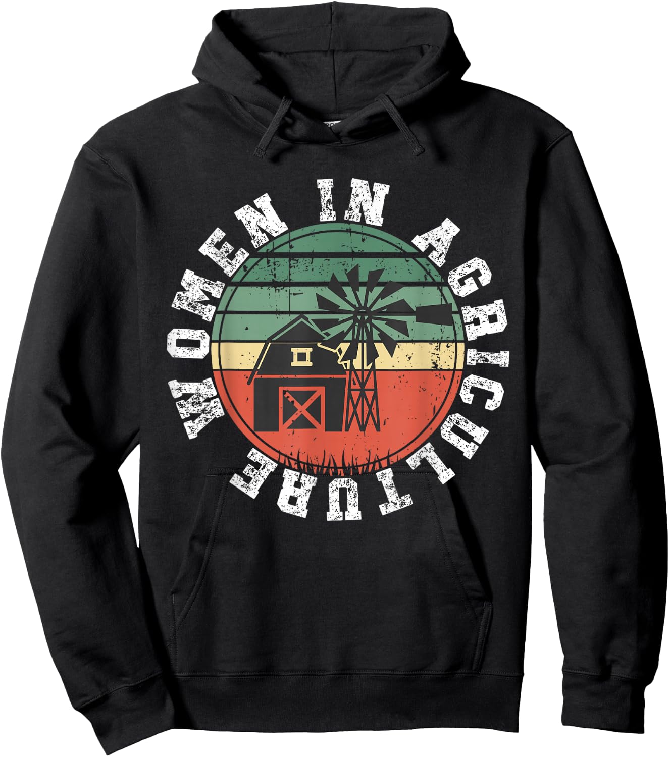 Women in Agriculture AG Vintage Support Farming Retro Female Hoodie - Hoodie | Black