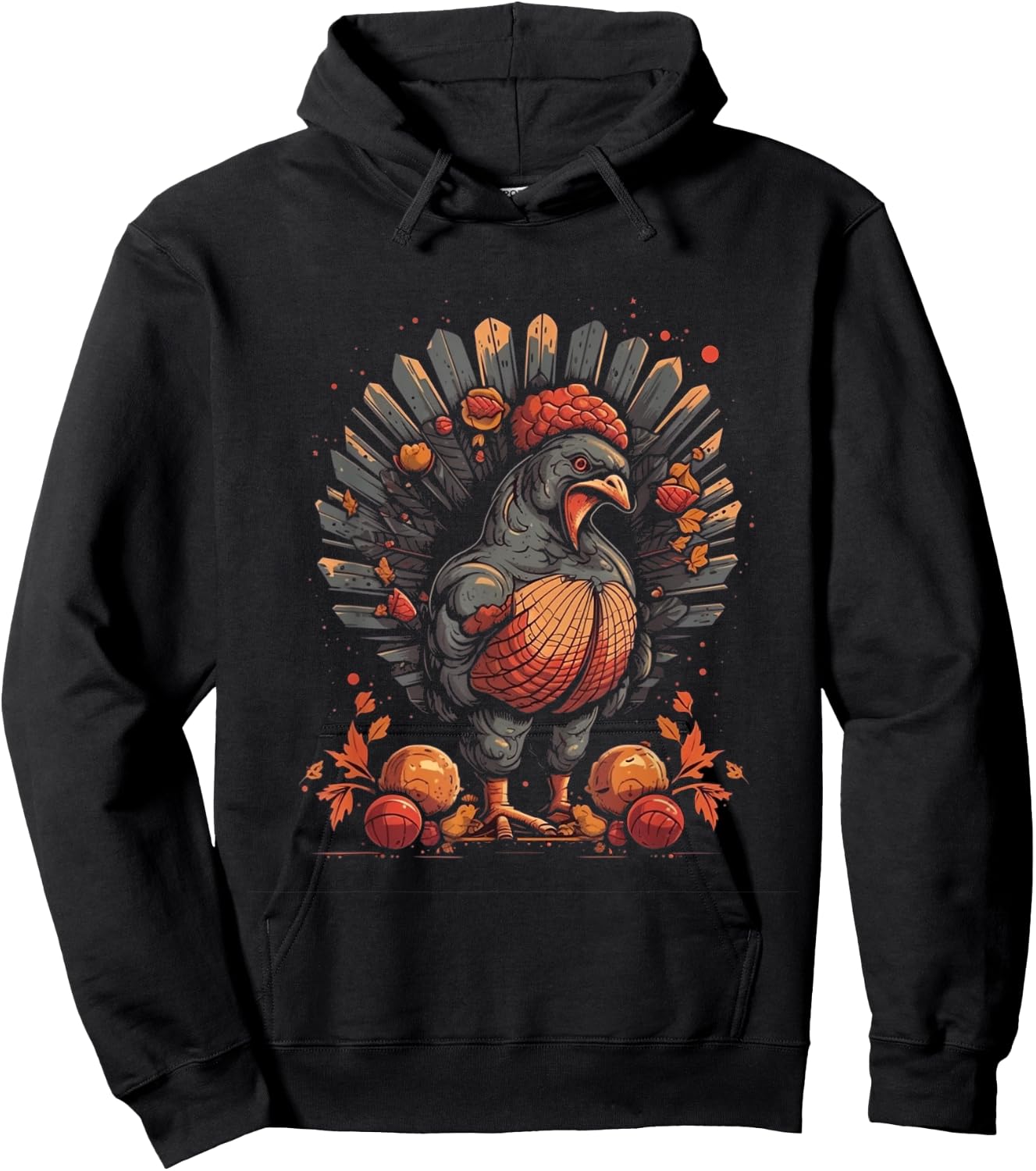 Turkey Fall Leaves Thanksgiving Day Animal Men Women Kids Hoodie - Hoodie | Black