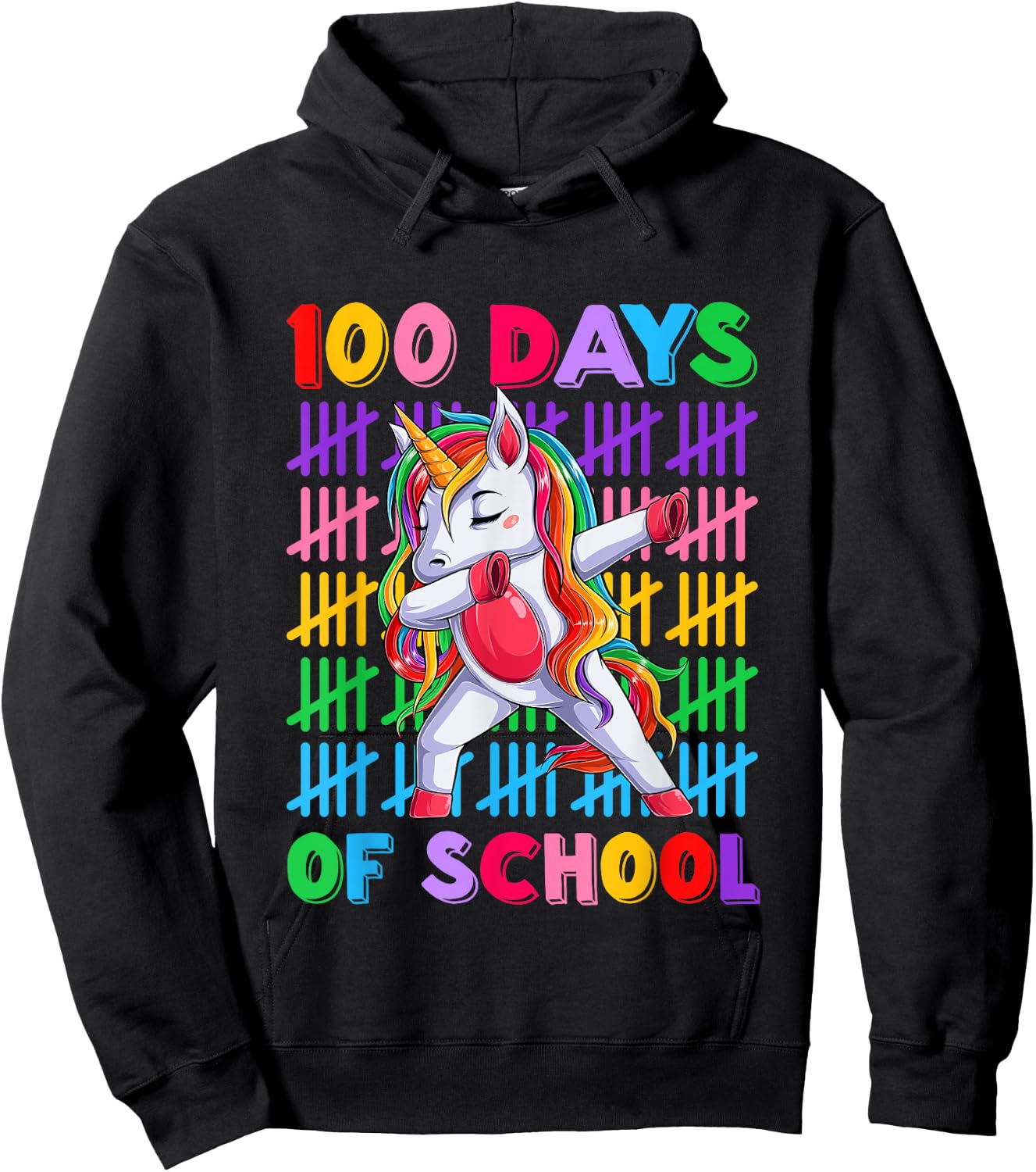 100th Day Teacher Kids Costume Unicorn 100 Days Of School Hoodie - Hoodie | Black