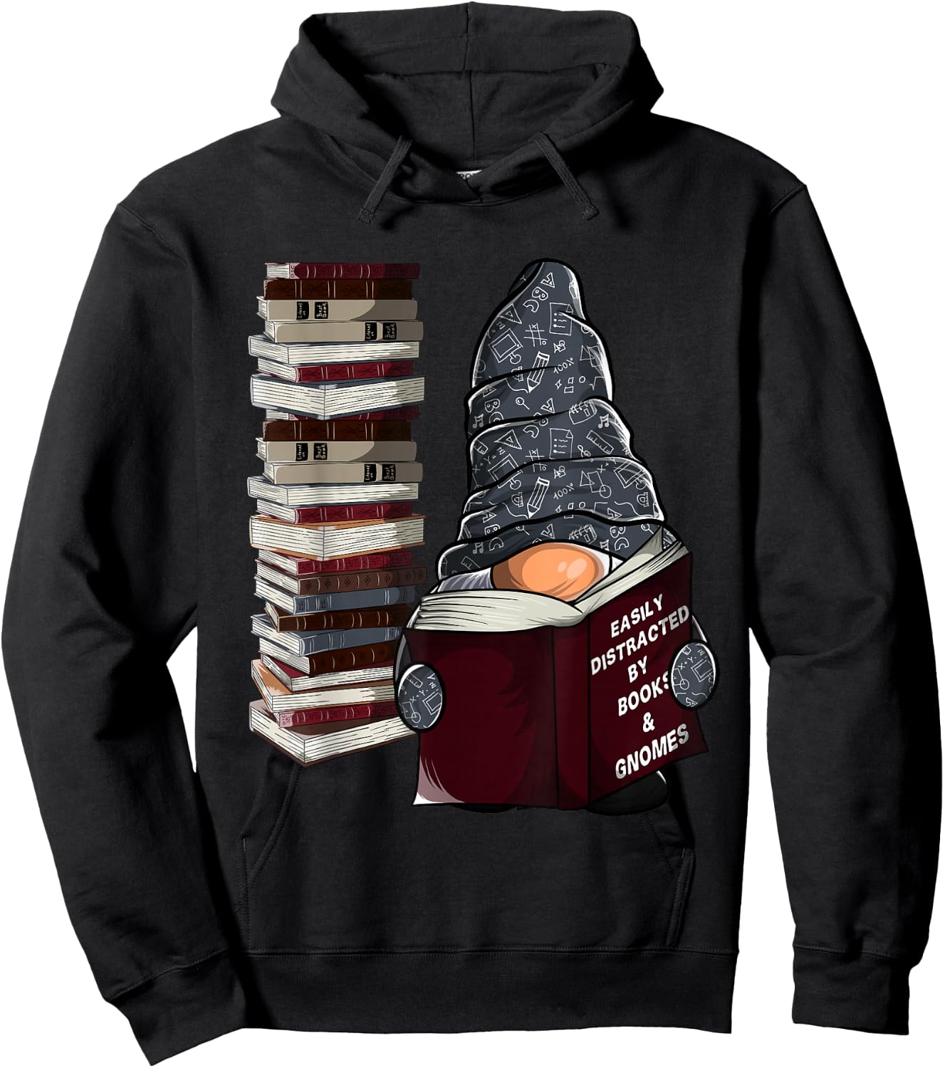 Easily Distracted by Books & Gnomes, Garden gnome Book Lover Small Hoodie - Hoodie | Black