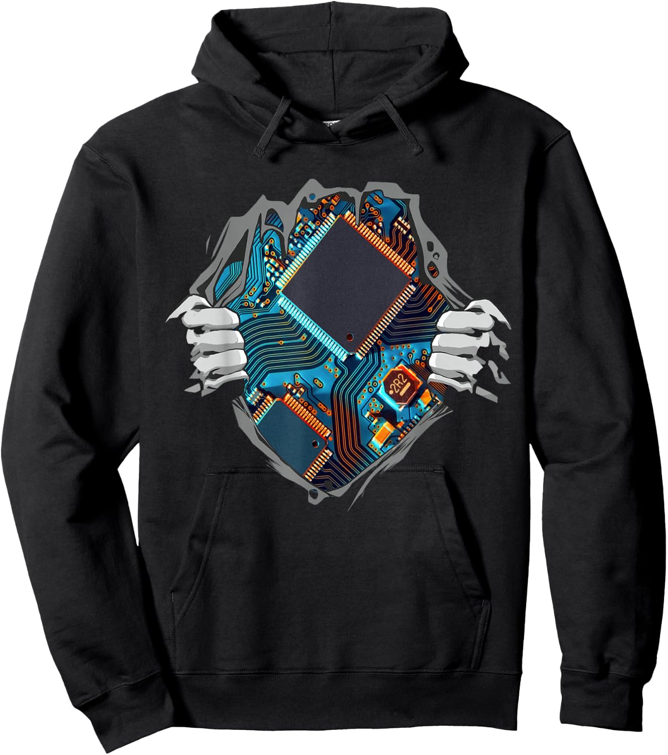 Hardware Computer Engineer CPU Chip Circuit Motherboard Hoodie - Hoodie | Black