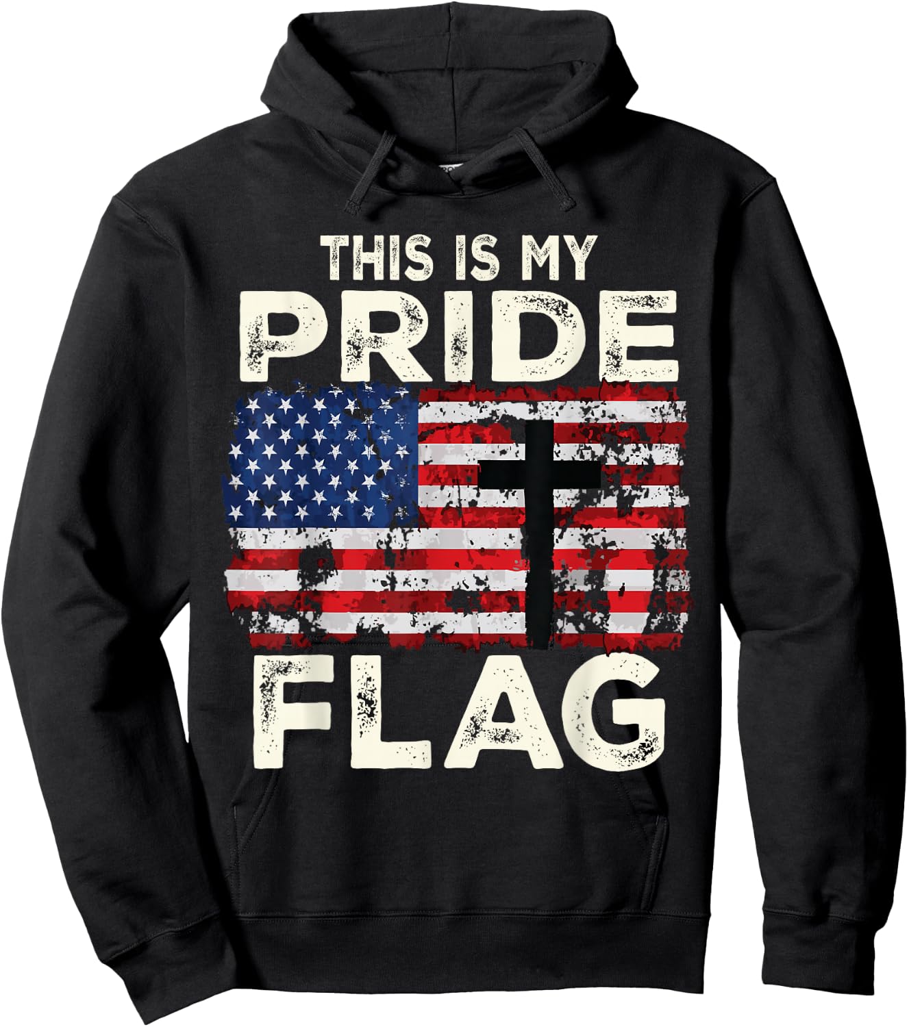This Is My Pride Flag Jesus Cross USA American 4th of July Hoodie - Hoodie | Black