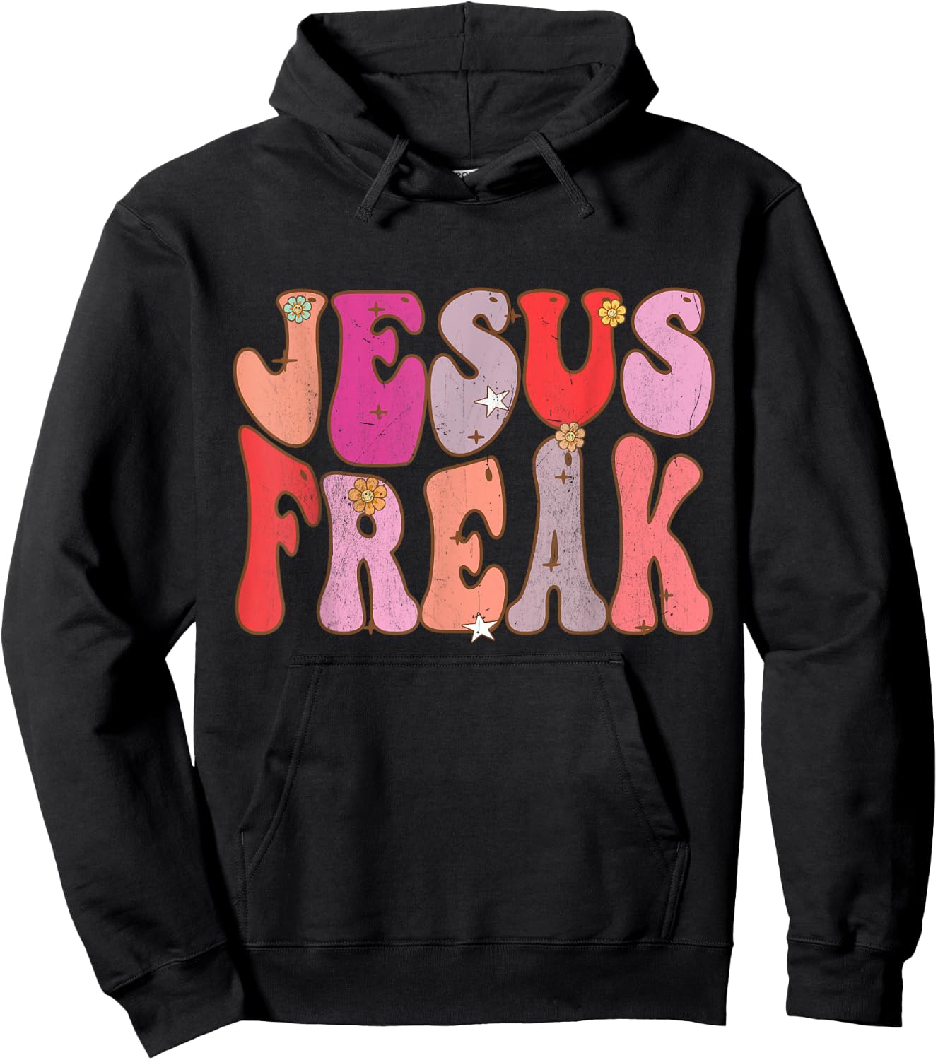 Groovy Retro Vintage Jesus Freak Funny Love Christian Hoodie - Hoodie | Black