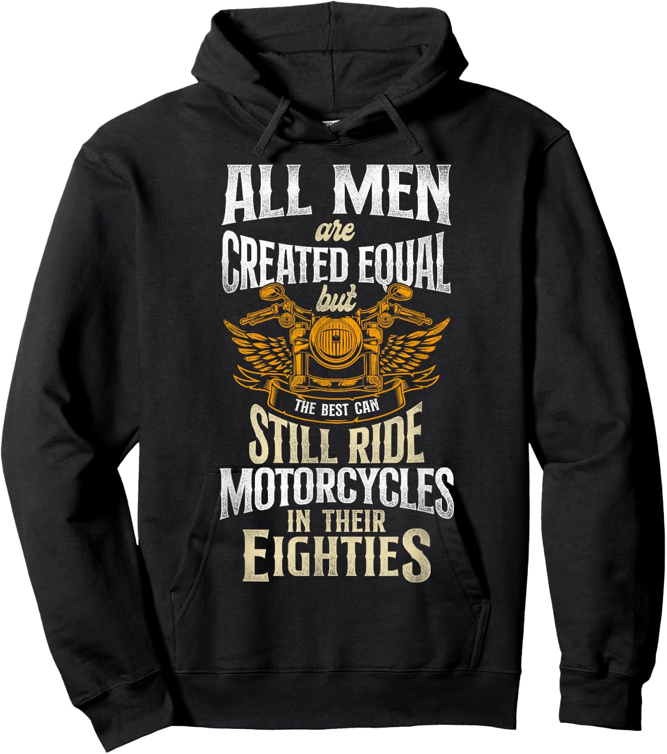 Classic Motorcycle Biker Grandpa 80th Birthday All Men Are Hoodie - Hoodie | Black