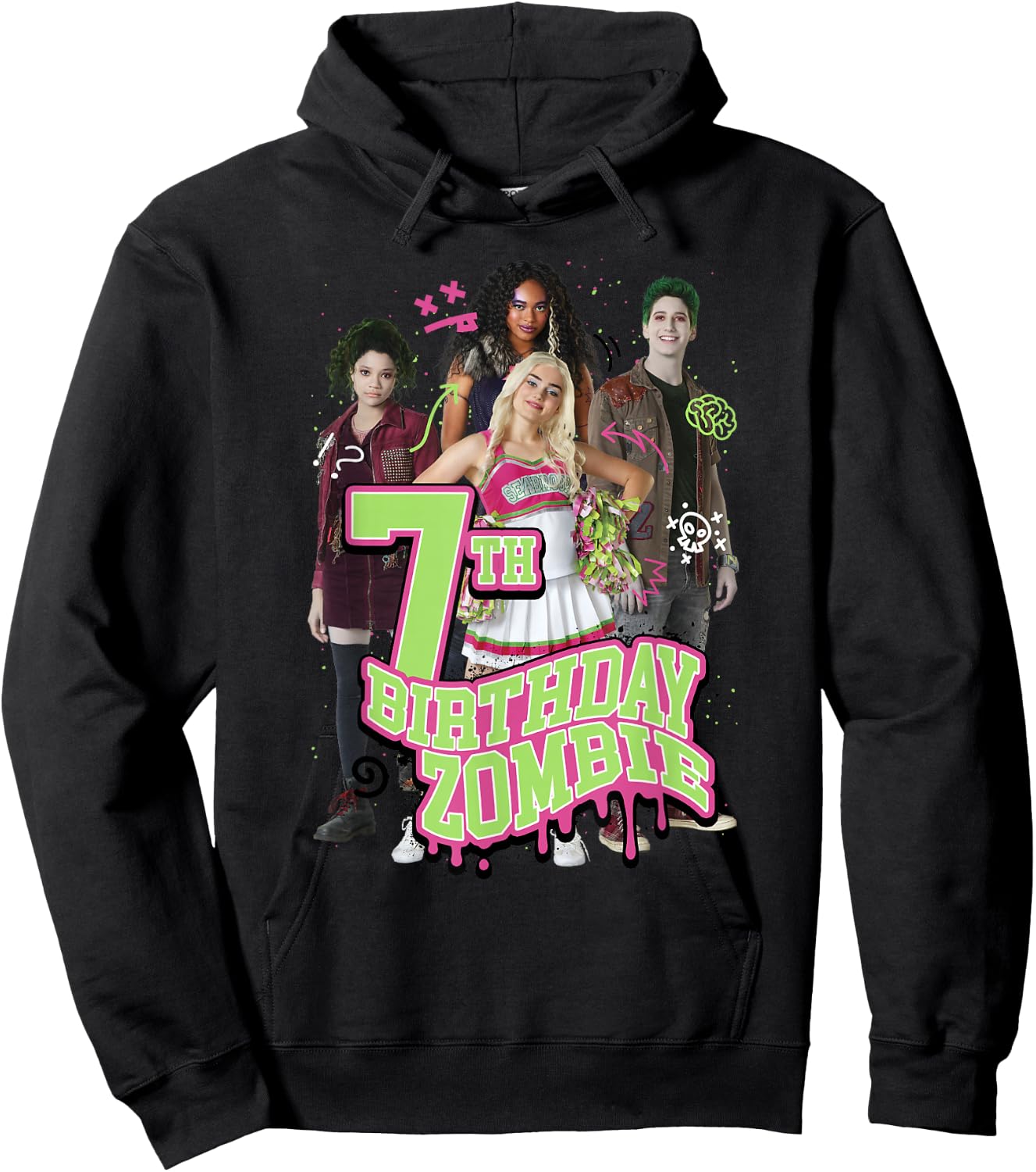 Disney Zombies 7th Birthday Zombie Group Poster Small Hoodie - Hoodie | Black