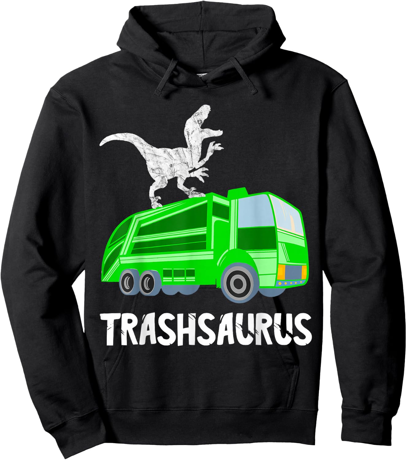 Rubbish Dinosaur City Cleaning Rubbish Vehicle Garbage Truck Driver Hoodie - Hoodie | Black