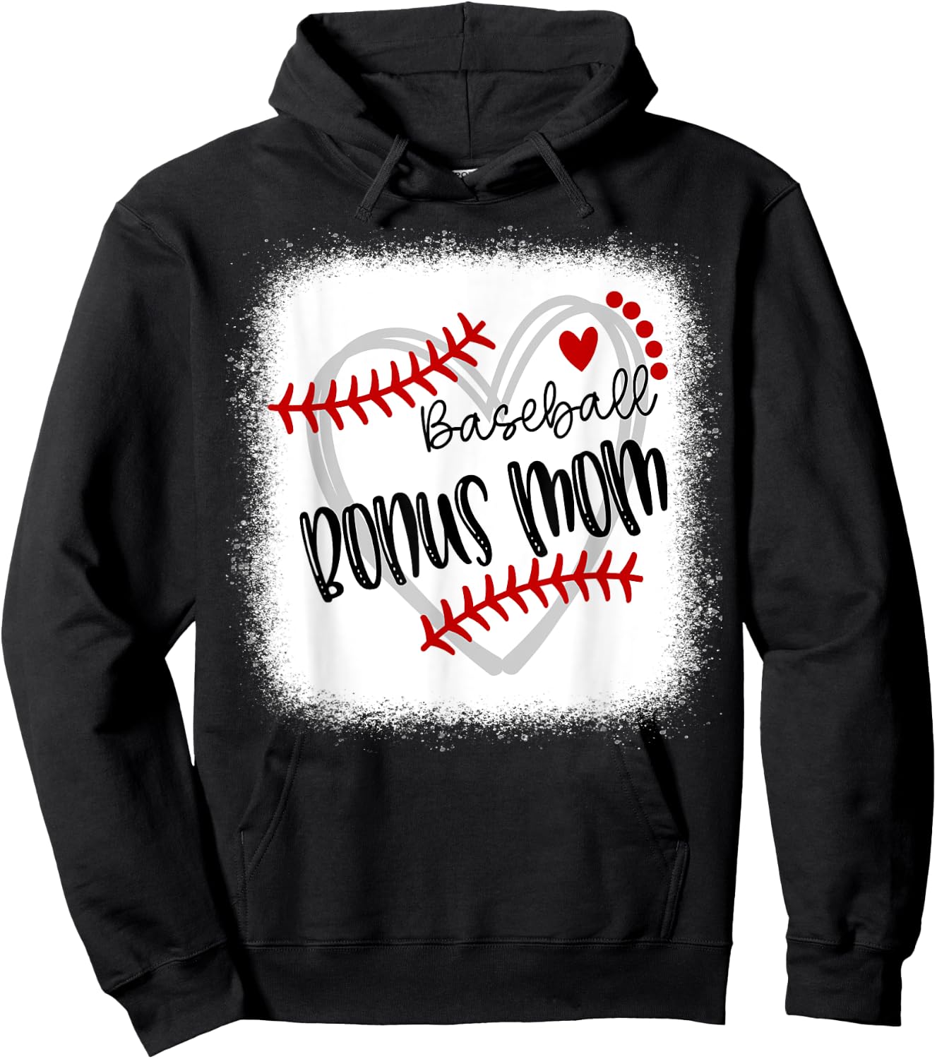 Personalized Baseball Heart Cute Bonus Mom Women Hoodie - Hoodie | Black