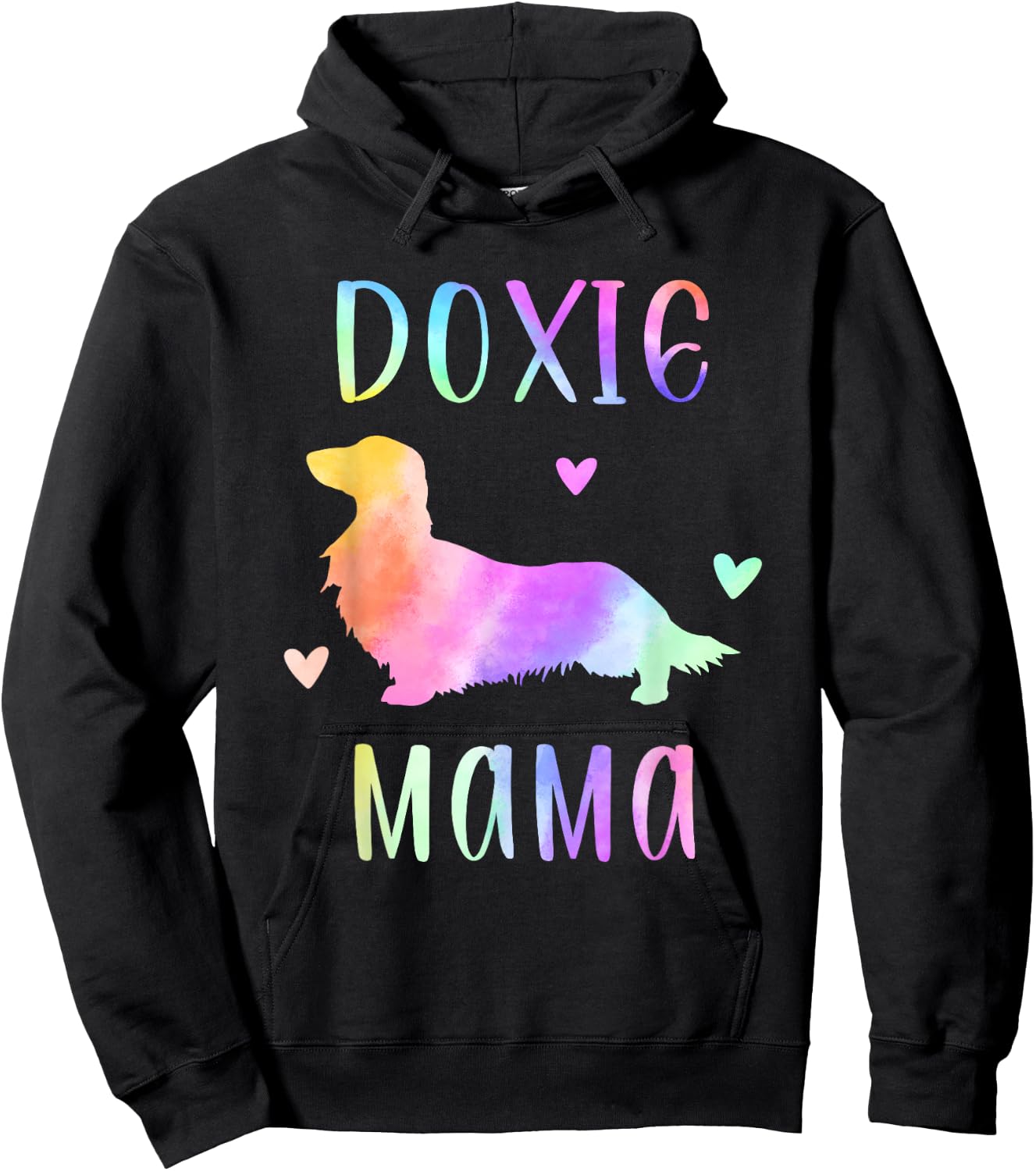 Doxie Mama Dachshund Mom Rainbow Watercolor Hoodie - Hoodie | Black