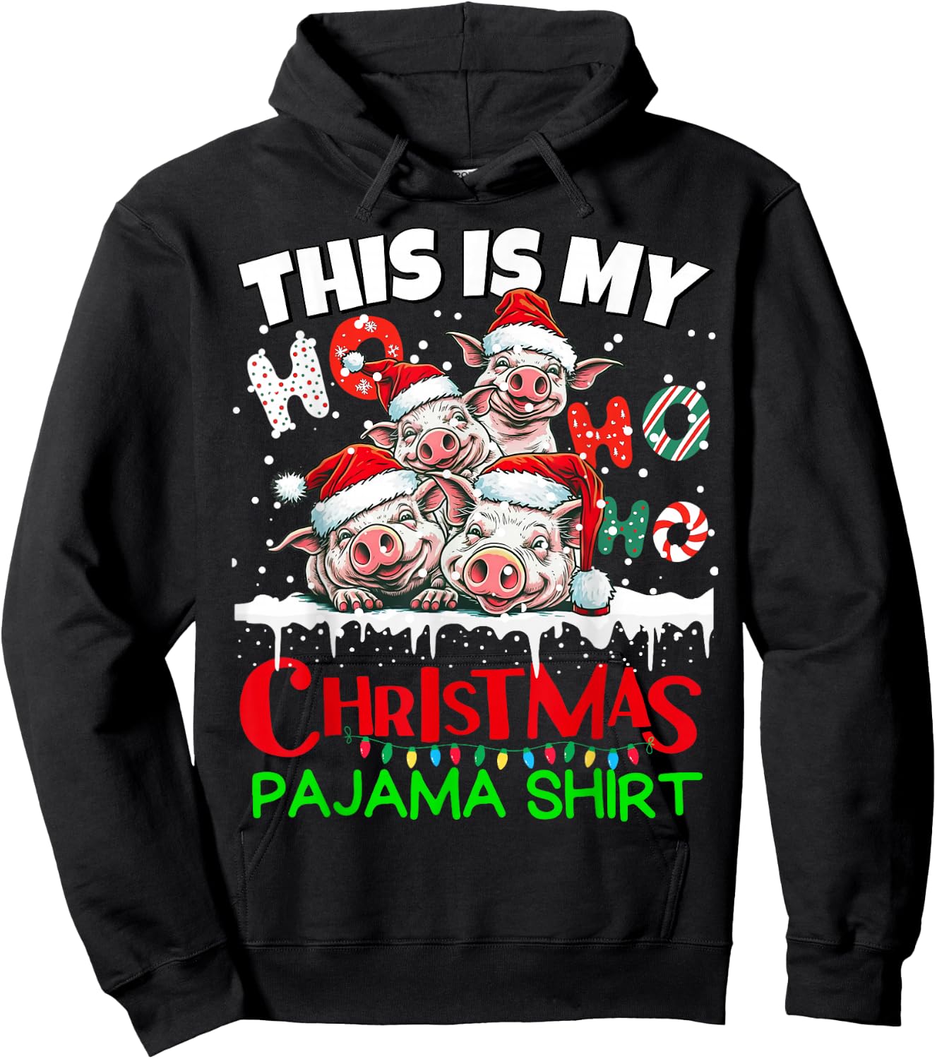 This is my Christmas Pajama shirt Pigs Santa for Kids Hoodie - Hoodie | Black