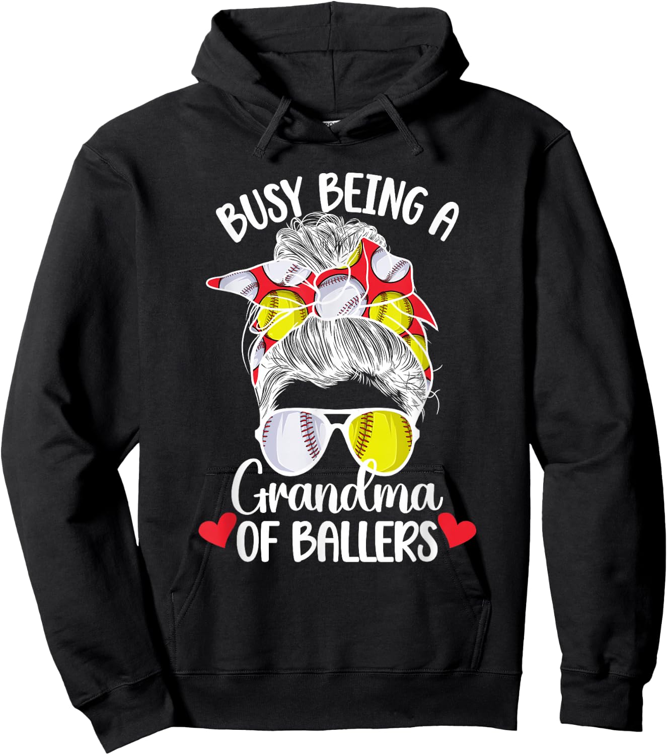 Grandma Of Ballers Softball Baseball Grandma Hoodie - Hoodie | Black