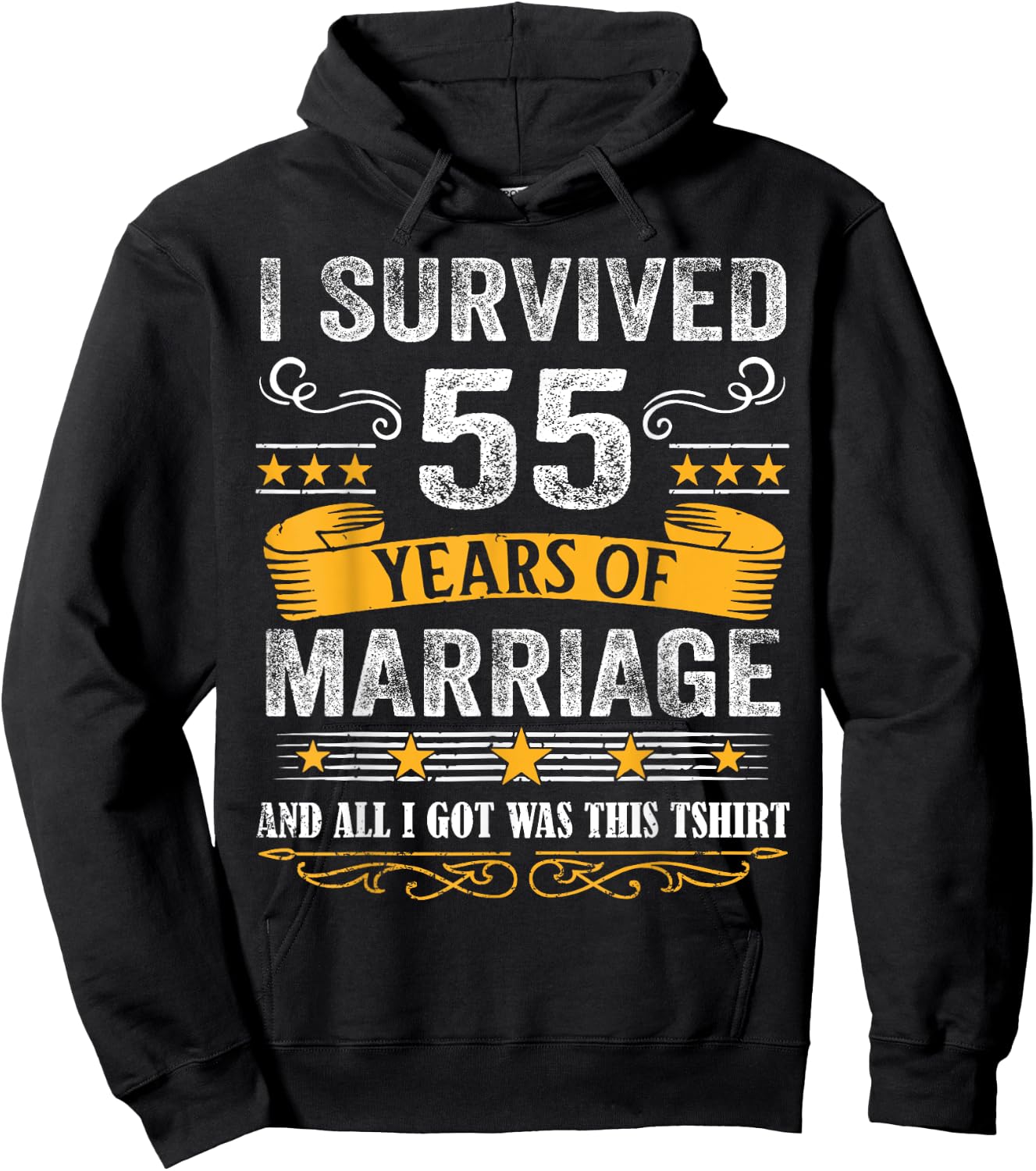 55th Wedding Anniversary shirt Couples Husband Wife 55 Years Hoodie - Hoodie | Black