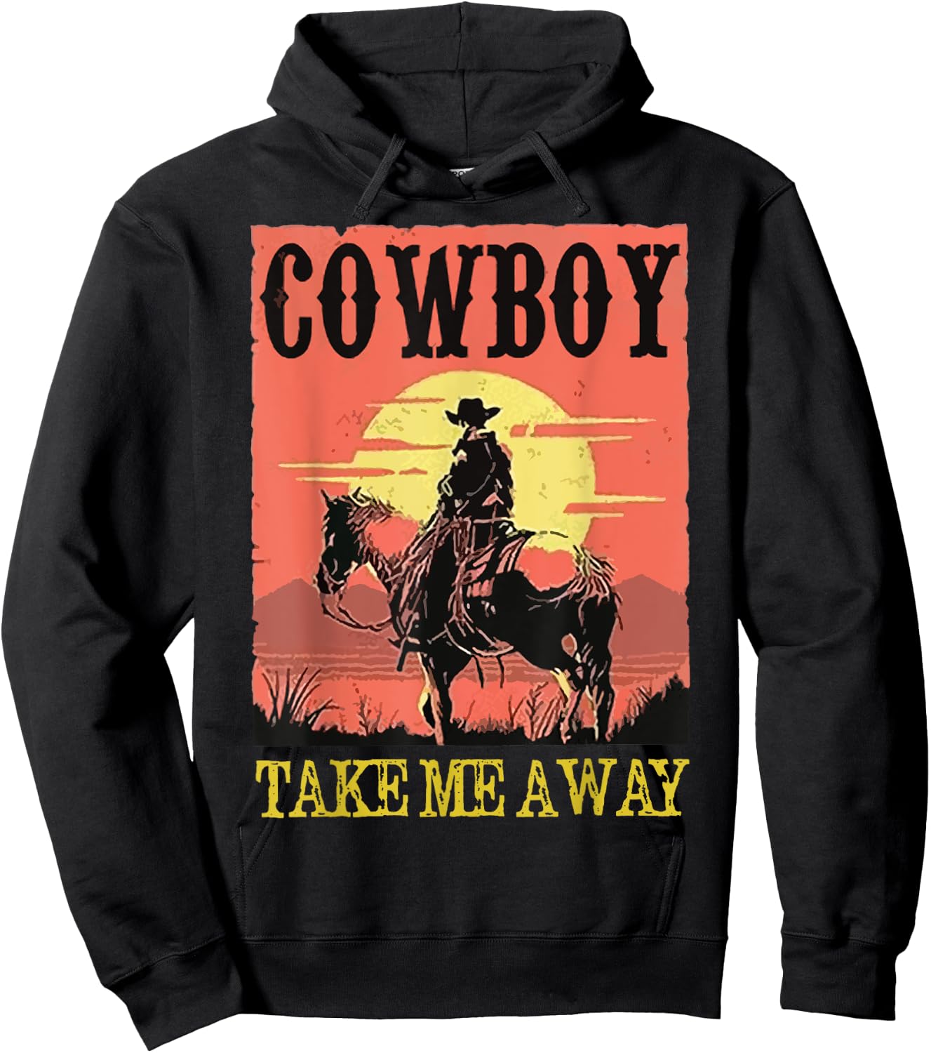 Retro Cowboy Riding Horse Take Me Away Western Country Girls Hoodie - Hoodie | Black