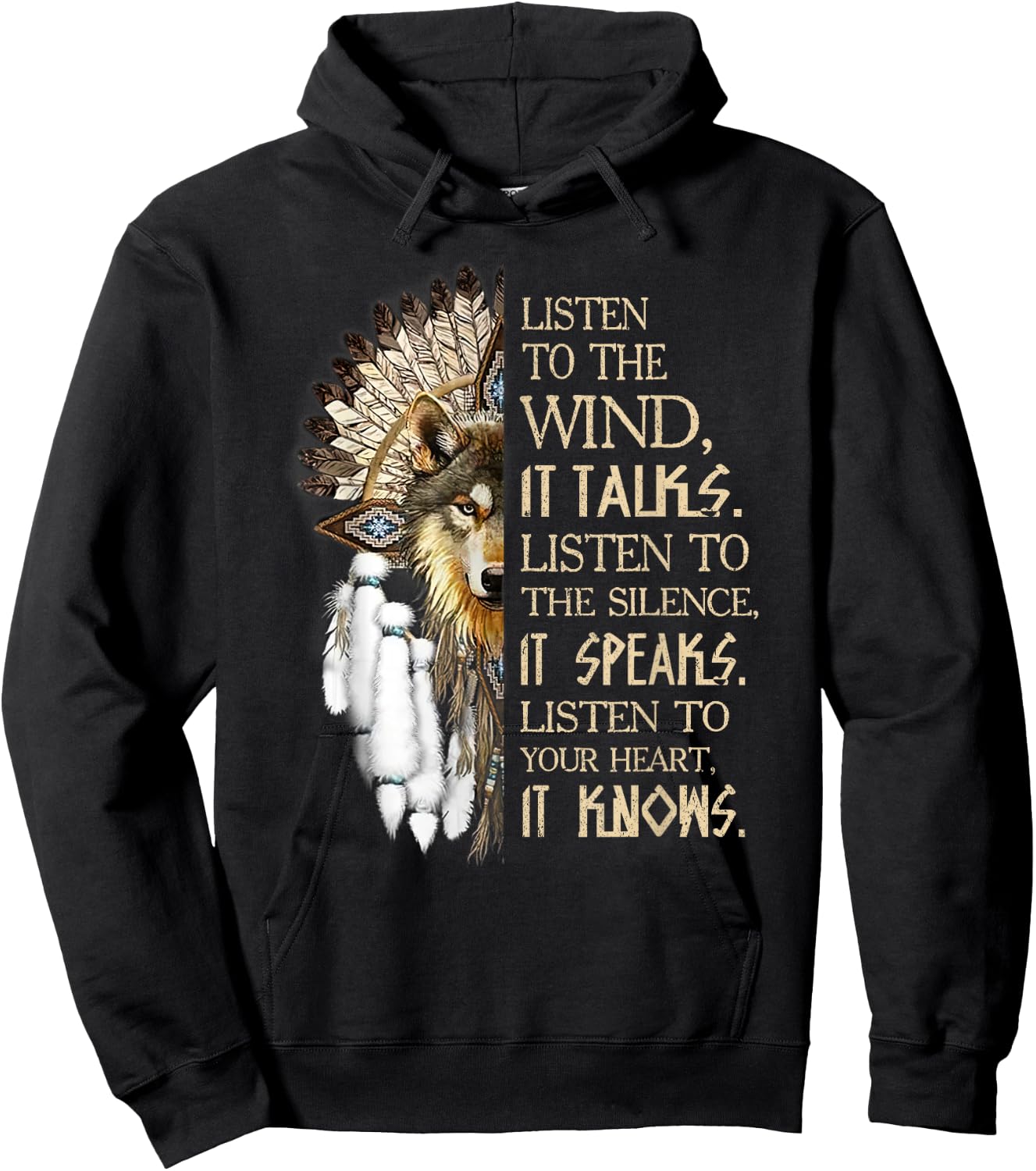 Listen to The Wind Eagle Native American Hoodie - Hoodie | Black