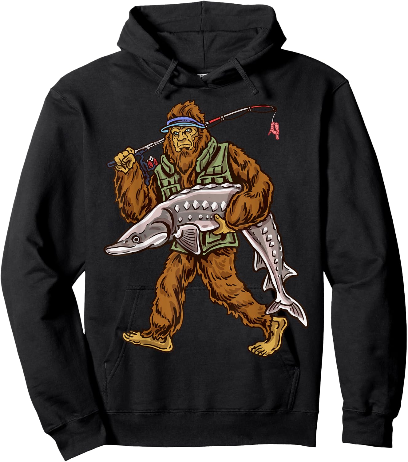 Northern Outdoors Sturgeon Collection Men's Black Sturgeon Fishing Bigfoot Hunting Hoodie - Hoodie | Black