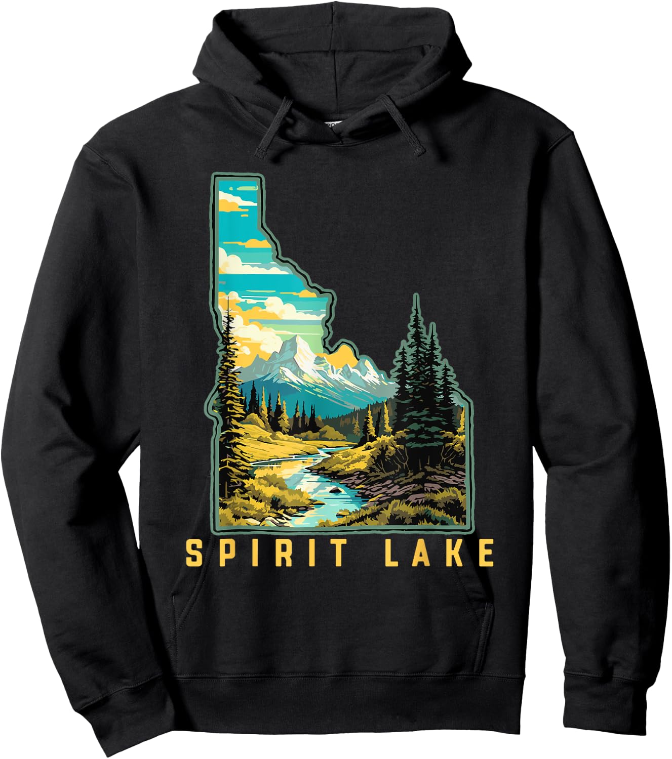 Spirit Lake Idaho State Outdoor Nature Graphic Hoodie - Hoodie | Black
