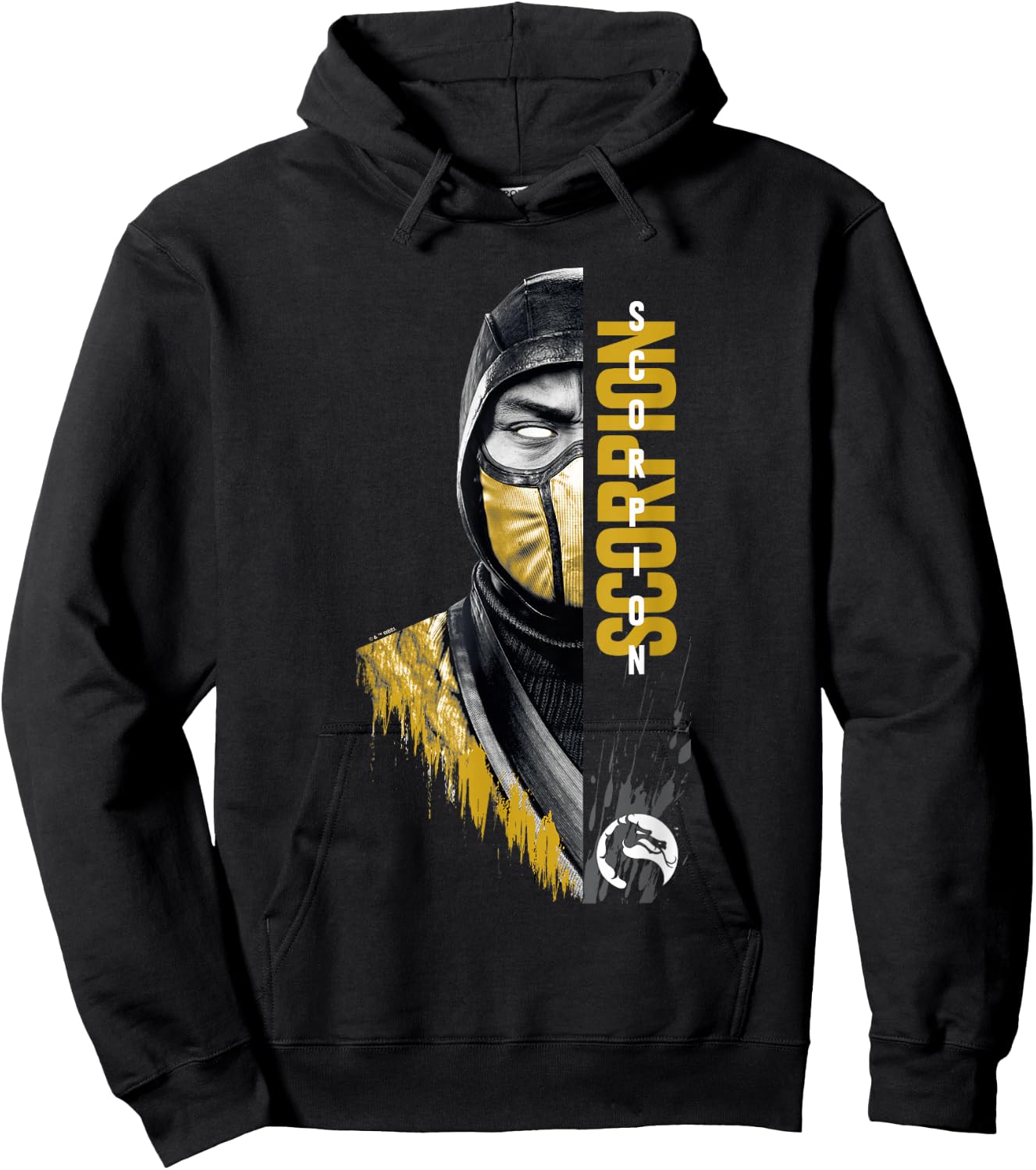 Mortal Kombat Klassic Scorpion Split Face Bust Portrait Hoodie - Hoodie | Black