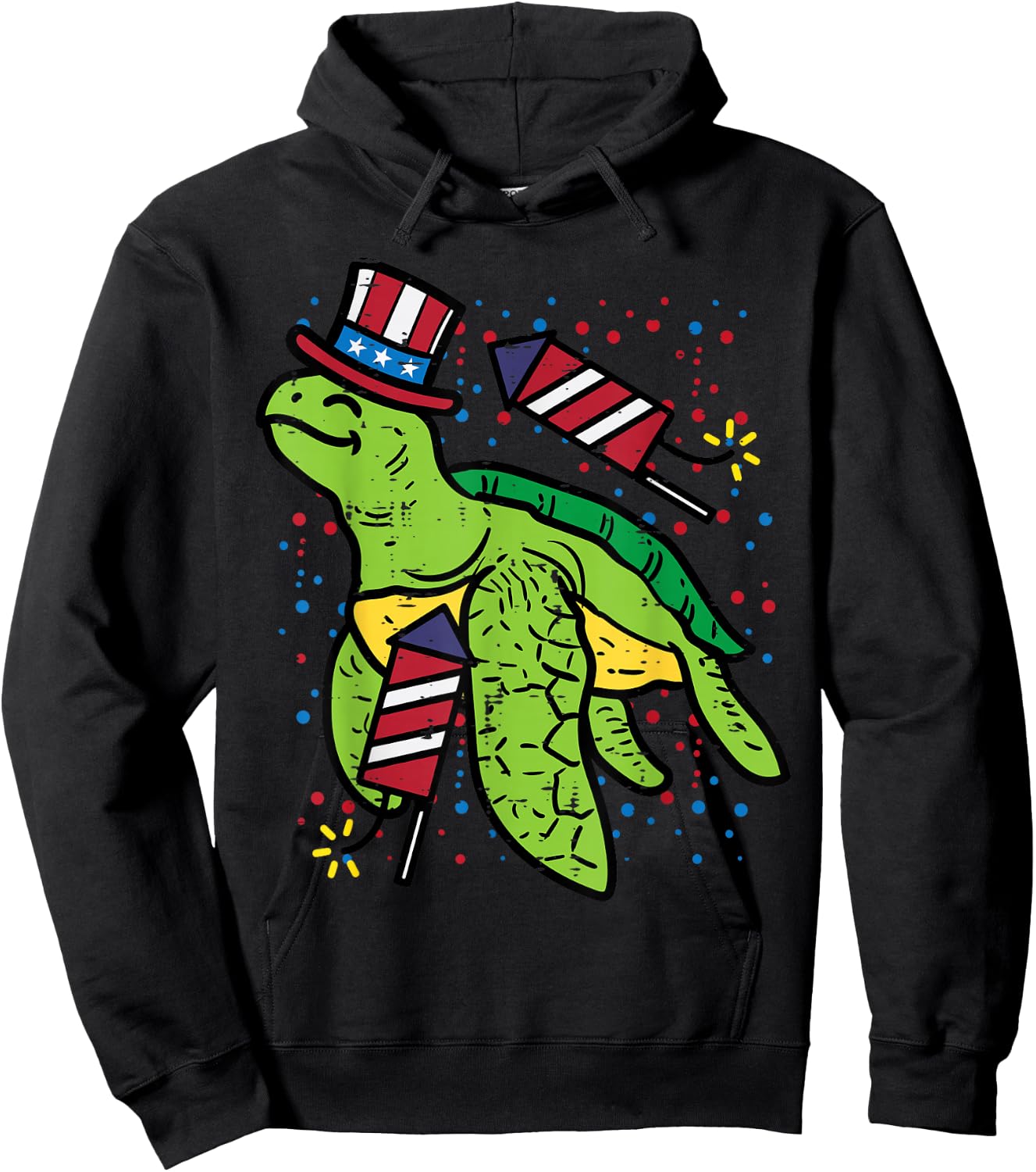 4th Of July Sea Turtle American Flag America Men Women Kids Hoodie - Hoodie | Black