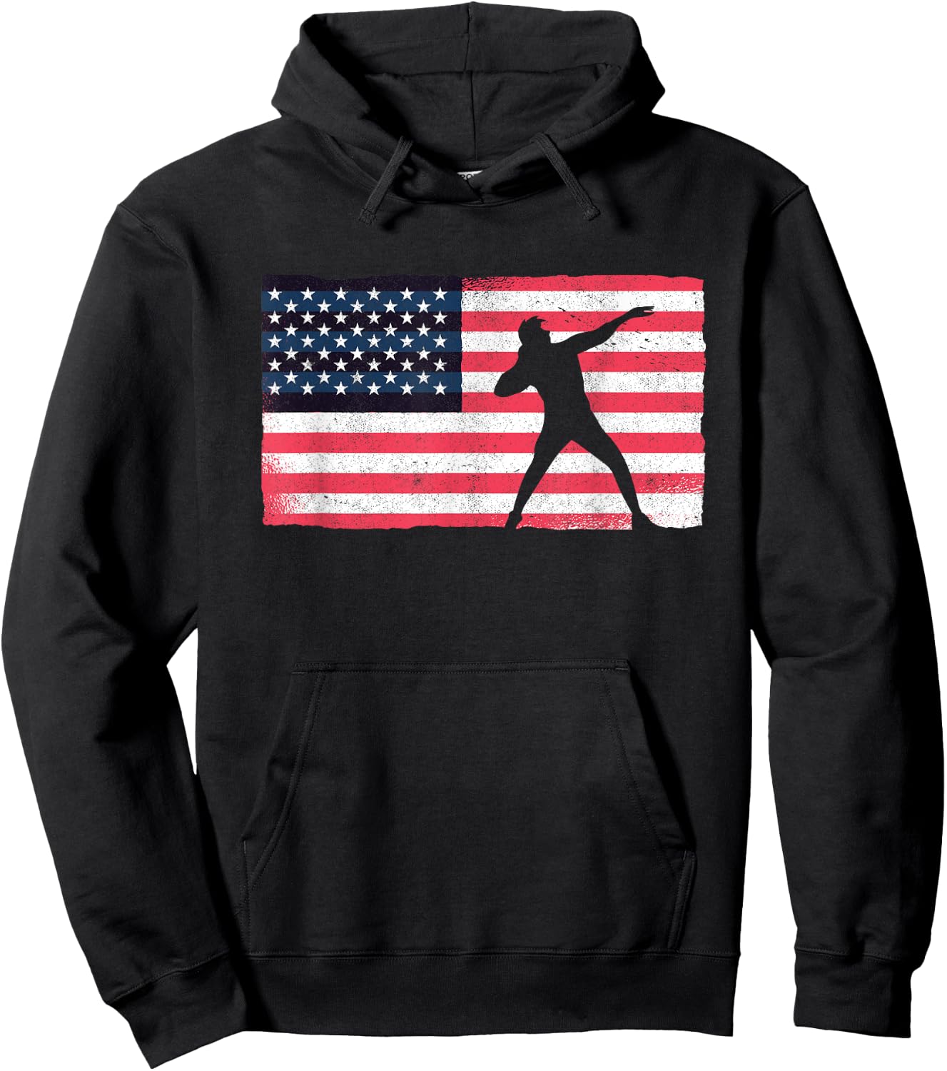Shot Putter American Flag USA Throw Track And Field Shot Put Hoodie - Hoodie | Black