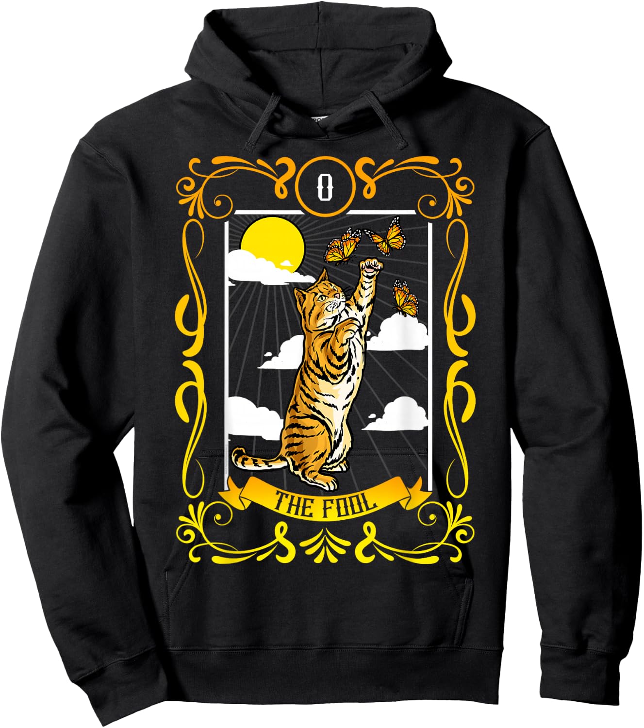 The Fool Cat Arcana Tarot Card Mystical Wiccan Hoodie - Hoodie | Black