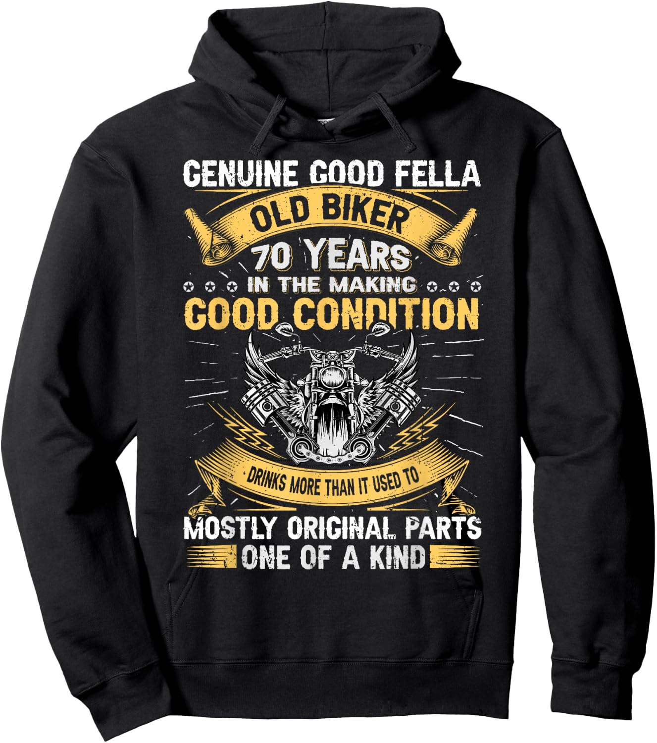 Old Biker 70 Years In The Making 70th Birthday Biker Hoodie - Hoodie | Black