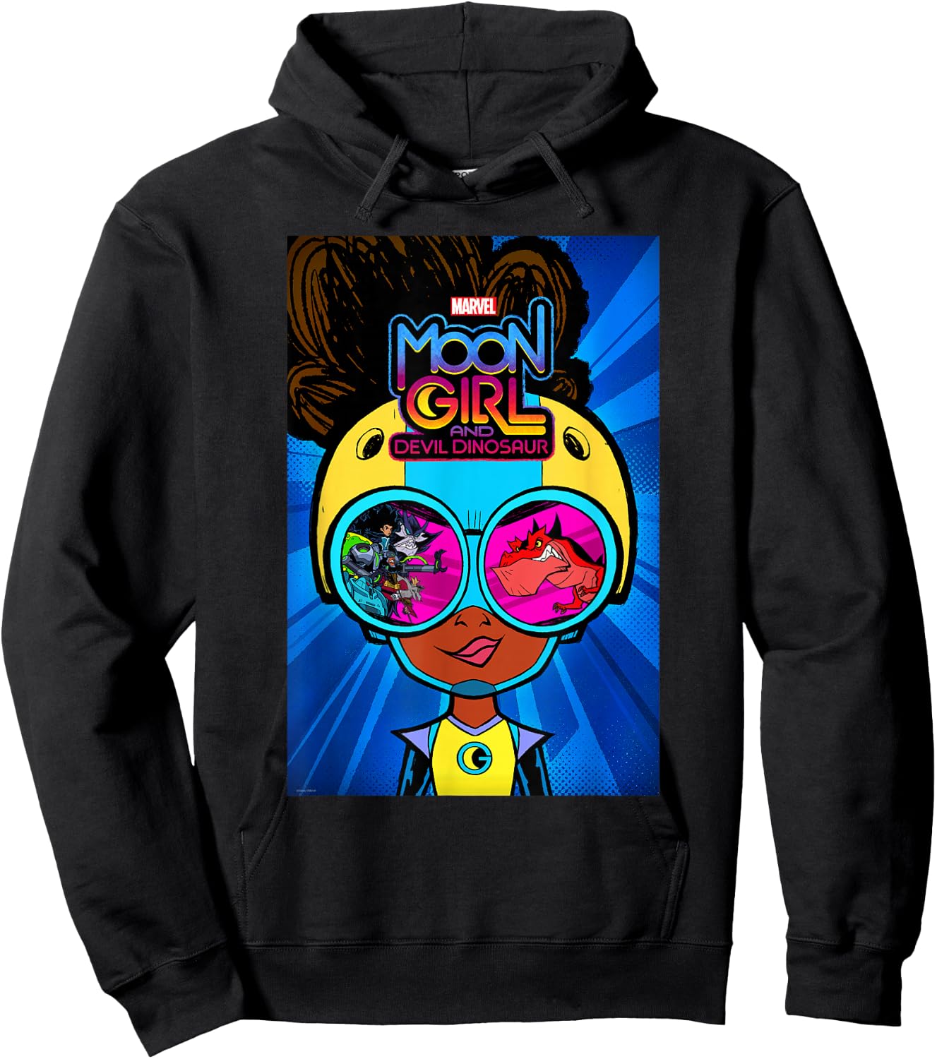 Marvel Moon Girl and Devil Dinosaur Goggles Good vs. Bad Hoodie - Hoodie | Black