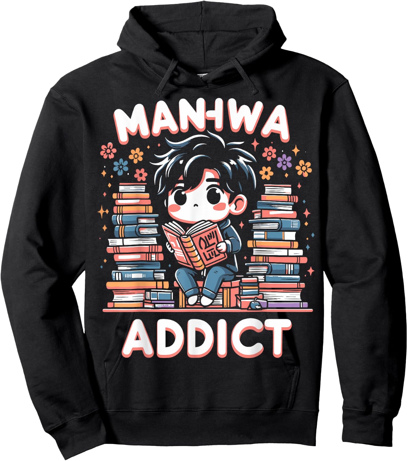 AMM - Anime Manga Manhwa Funny Gift Manhwa Addict Fan -Adults Black Hoodie - Hoodie | Black