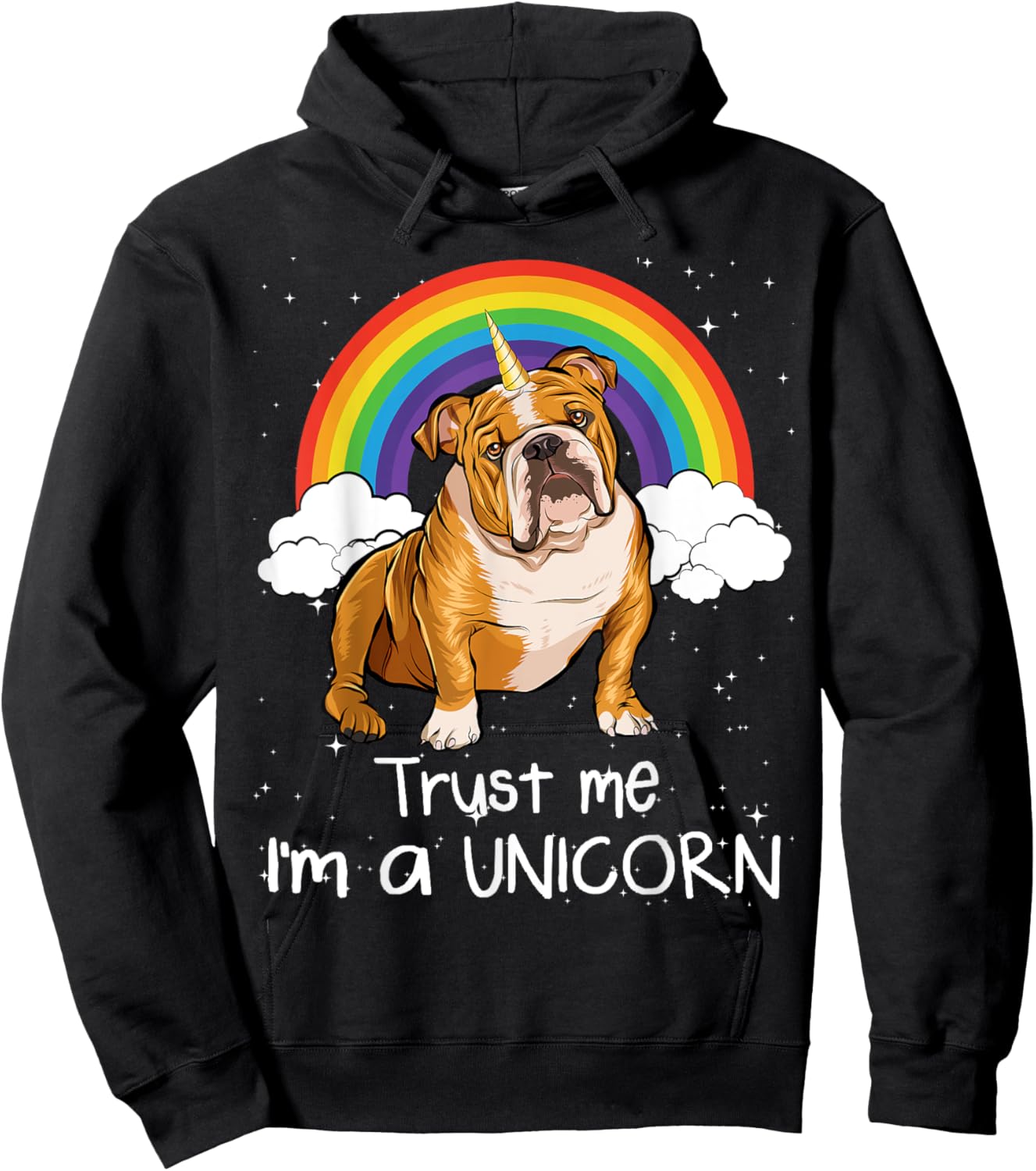 Rainbow Mágico Unicorn English Bulldog Women Hoodie - Hoodie | Black