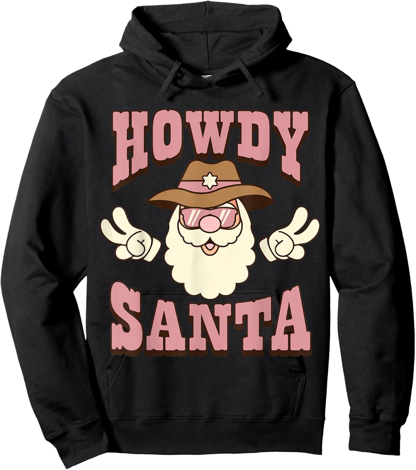 Howdy Santa Country Christmas Cowboy Groovy Retro Hoodie - Hoodie | Black