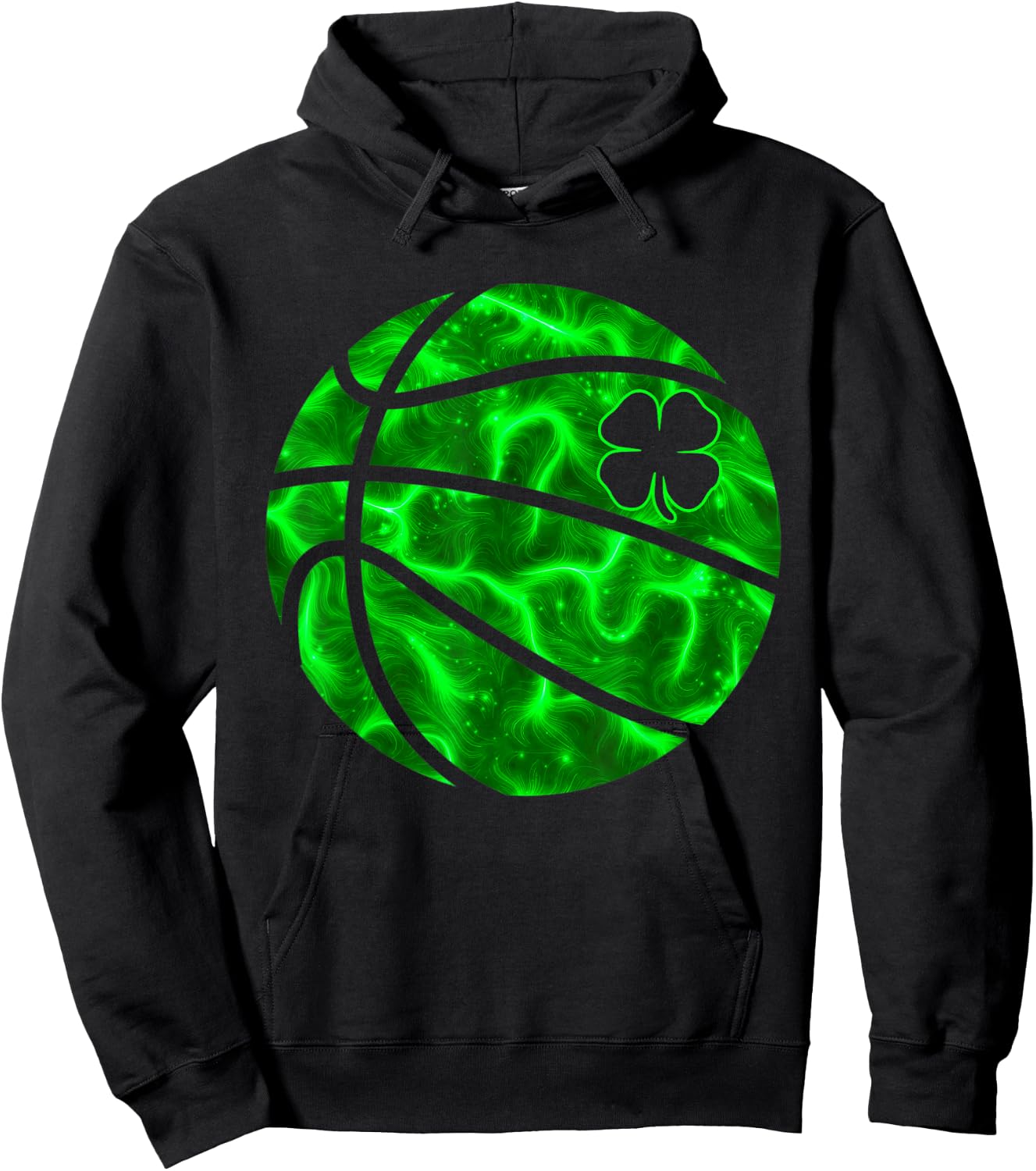Basketball Shamrock Lucky Clover Irish St Patrick's Day Boys Hoodie - Hoodie | Black