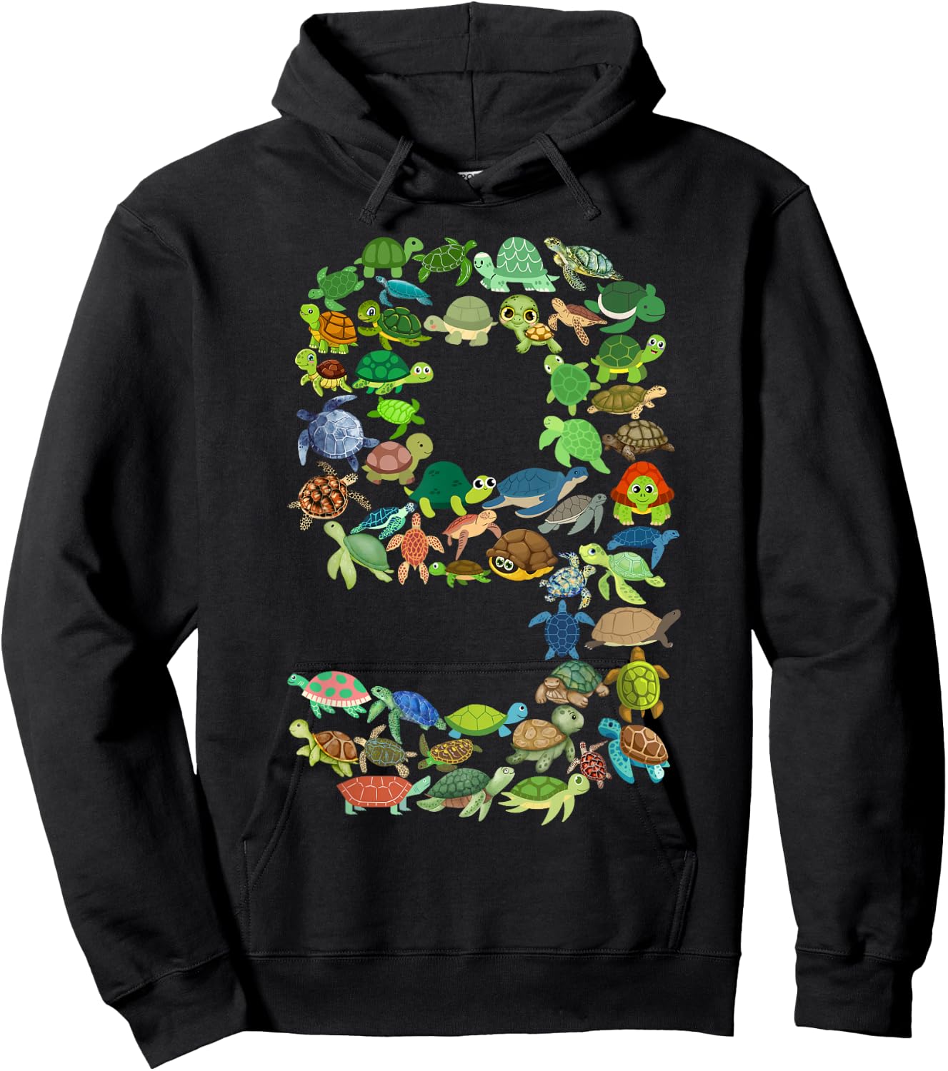 Kids 9th Birthday Sea Turtle Tortoise Themed 9 Year Old Boys Hoodie - Hoodie | Black