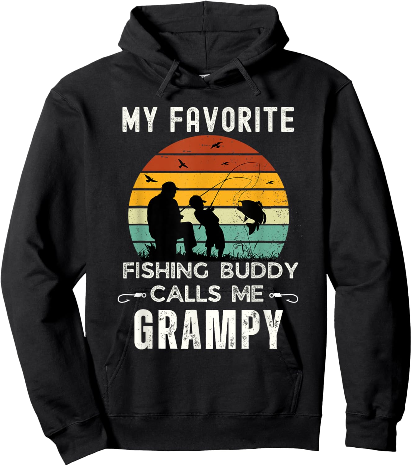 Awesome My Fishing Buddy Calls Me GRAMPY Grandpa Hoodie - Hoodie | Black