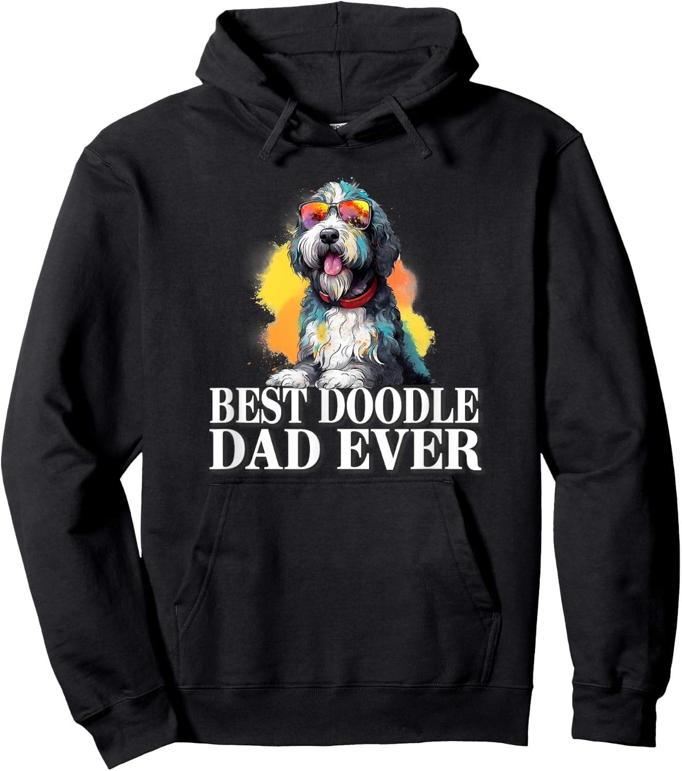 Cute Dog Lover Sunglasses Best Bernedoodle Dad Women Kids Hoodie - Hoodie | Black