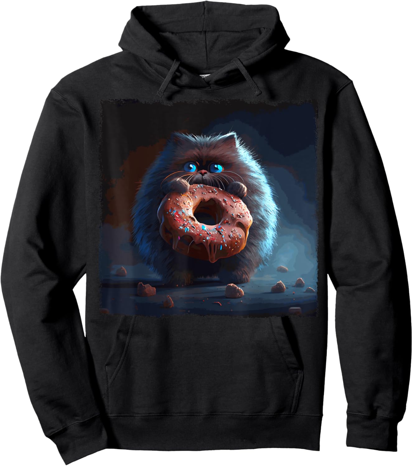 Funny Cat Bigfoot Donut Women Kids Hoodie - Hoodie | Black
