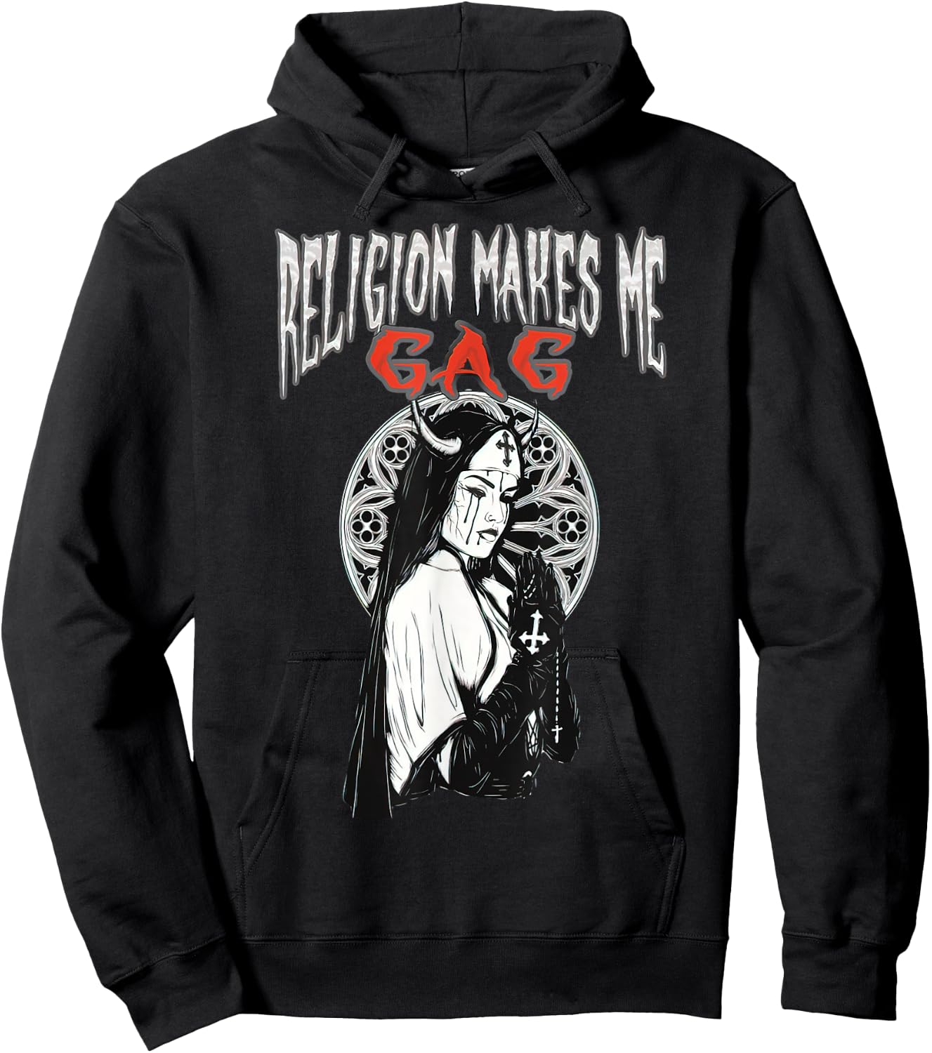 Religion Makes Me Gag Evil Satanic Antichrist Nun Hoodie - Hoodie | Black