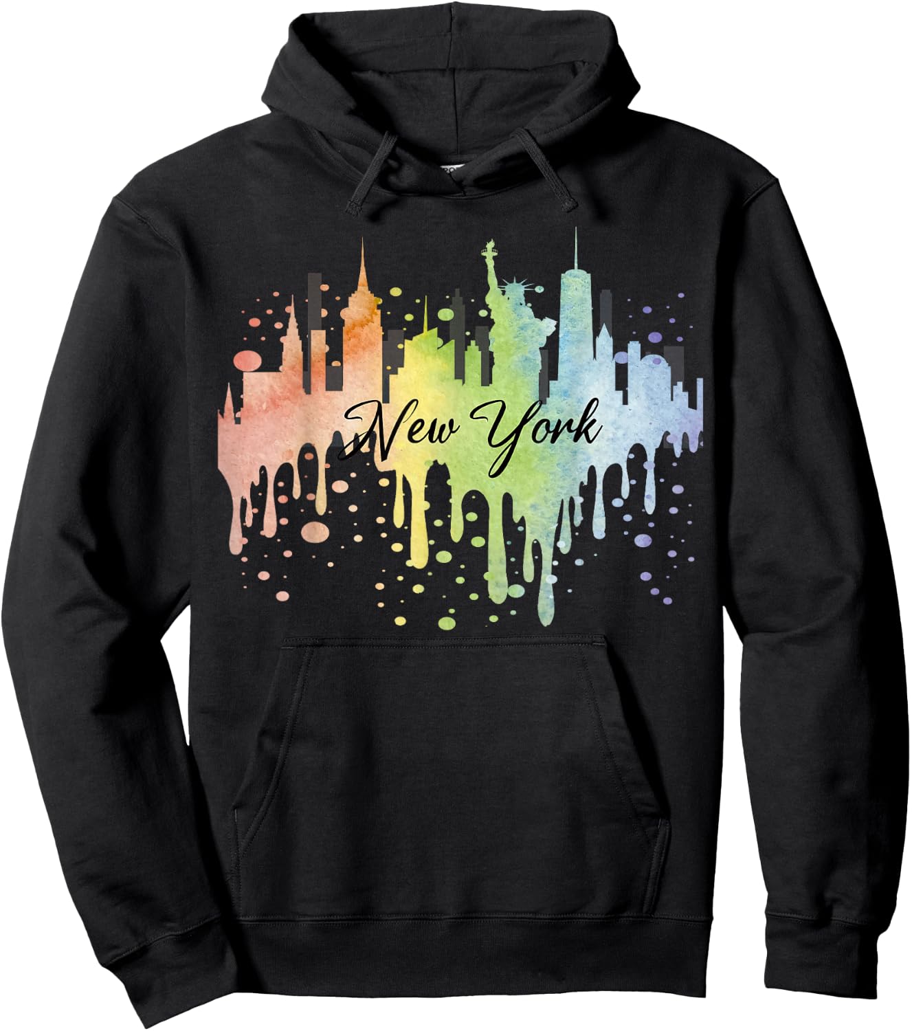 New York City Watercolor Art NYC Skyline Souvenir Hoodie - Hoodie | Black
